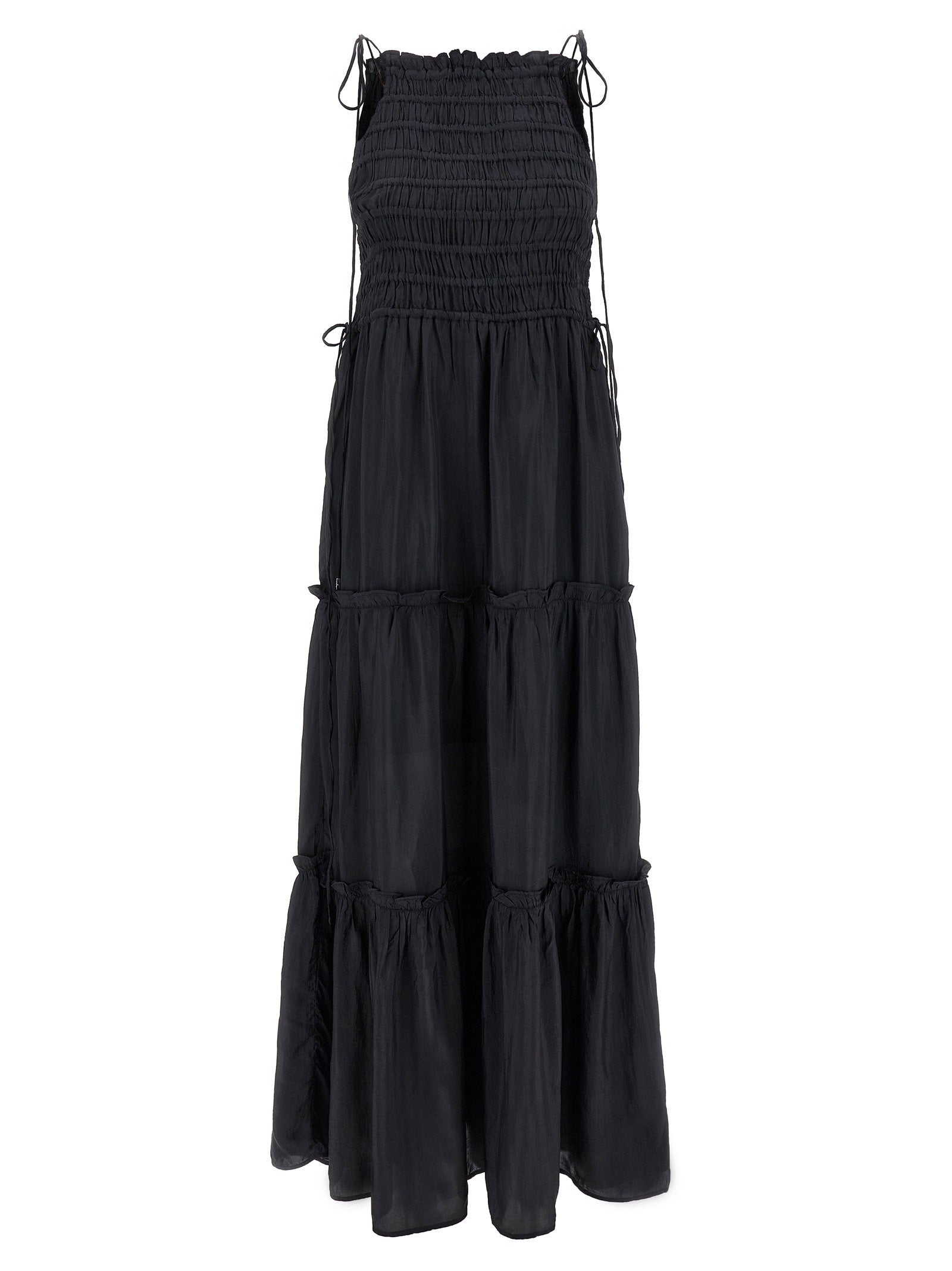 Ganni Black Smock Tie Dress – 100% viscose