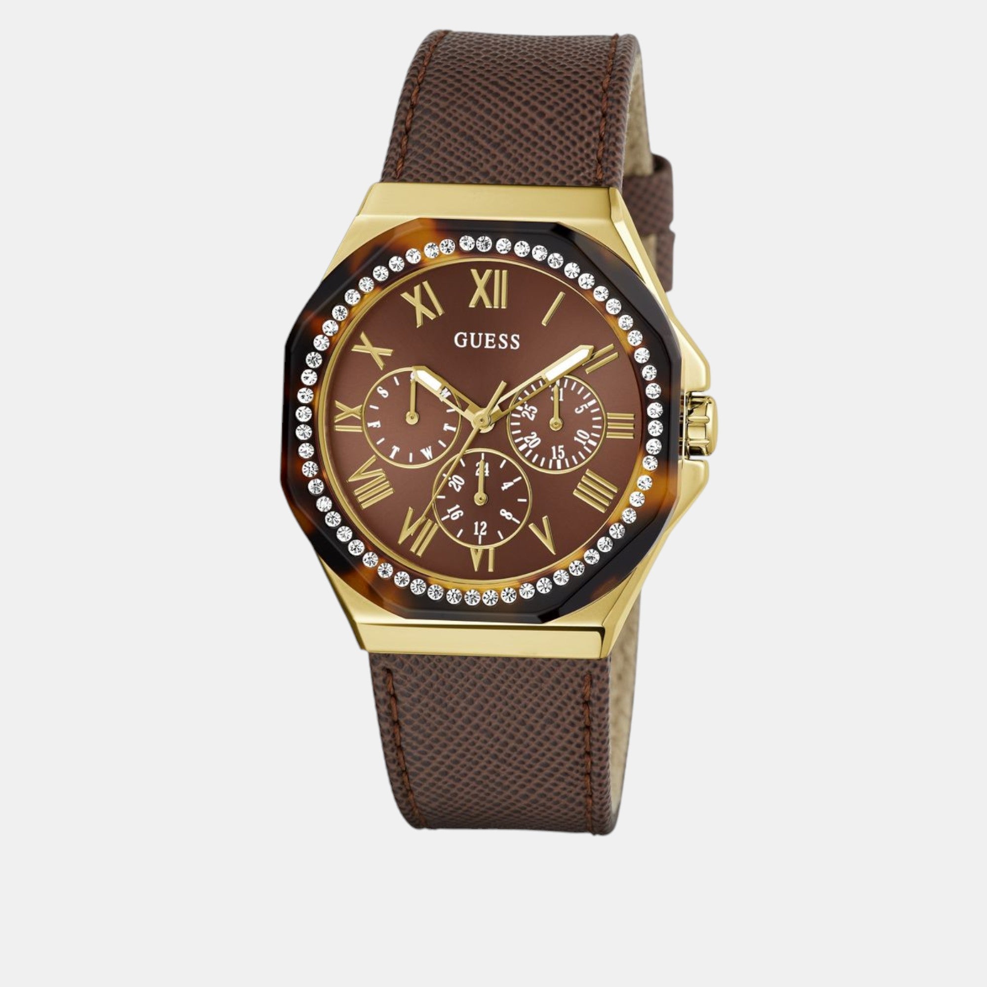 Guess Glaze Women Quartz Brown Dial Multi-Function Leather Watch GW0753L3 - view 2