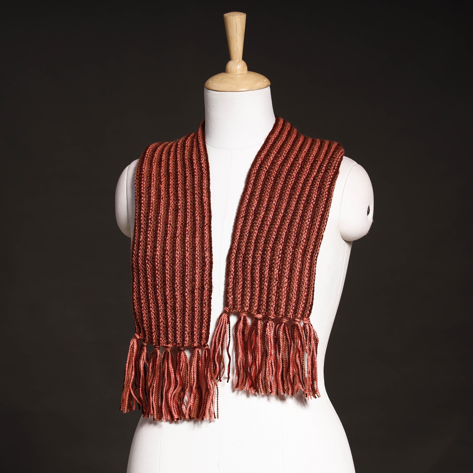 KILMORA Brown - Kumaun Hand Knitted Woolen Muffler (66 in)