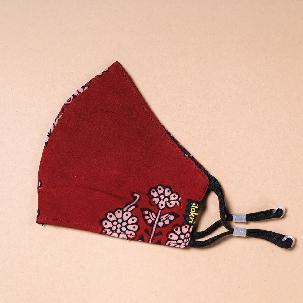 JALPARI Bagh Block Print Cotton 3 layer Snug Fit Face Cover