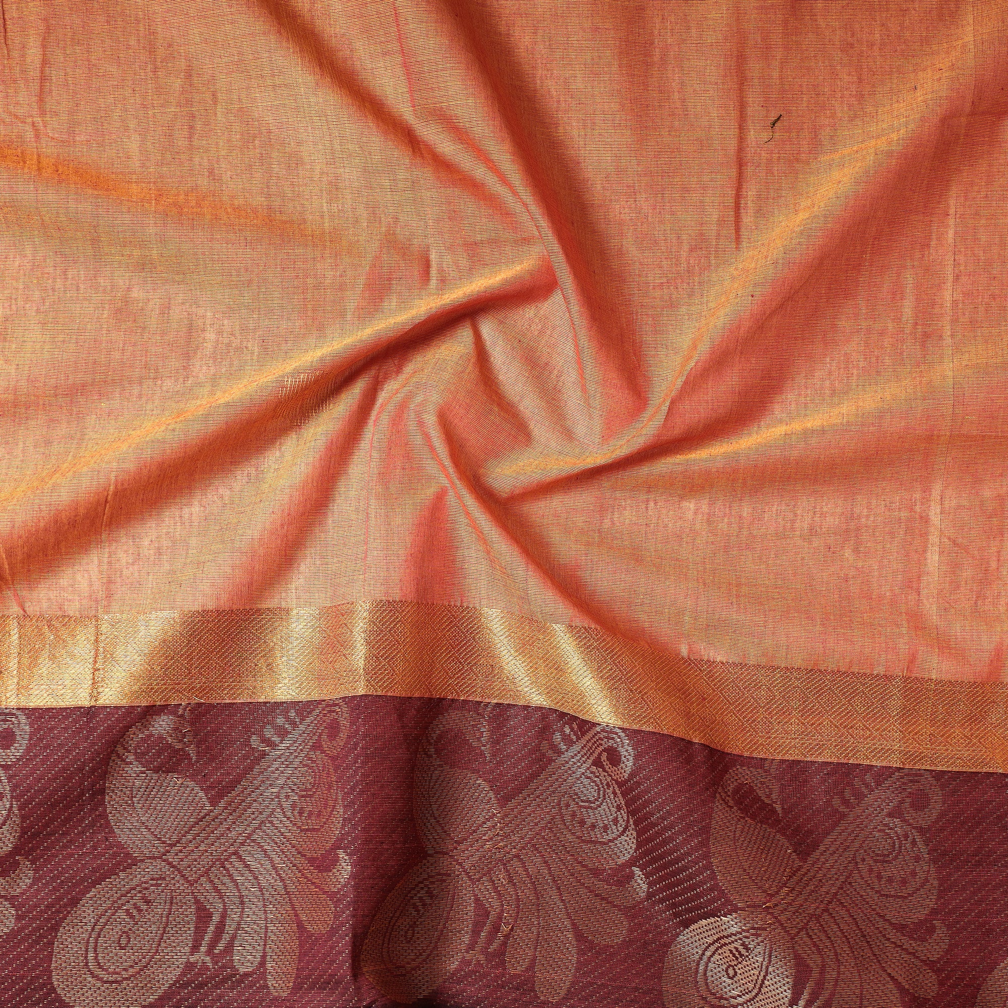 SOUTH KARGHA Brown - Kanchipuram Cotton Precut Fabric (1.1 Meter) - view 2