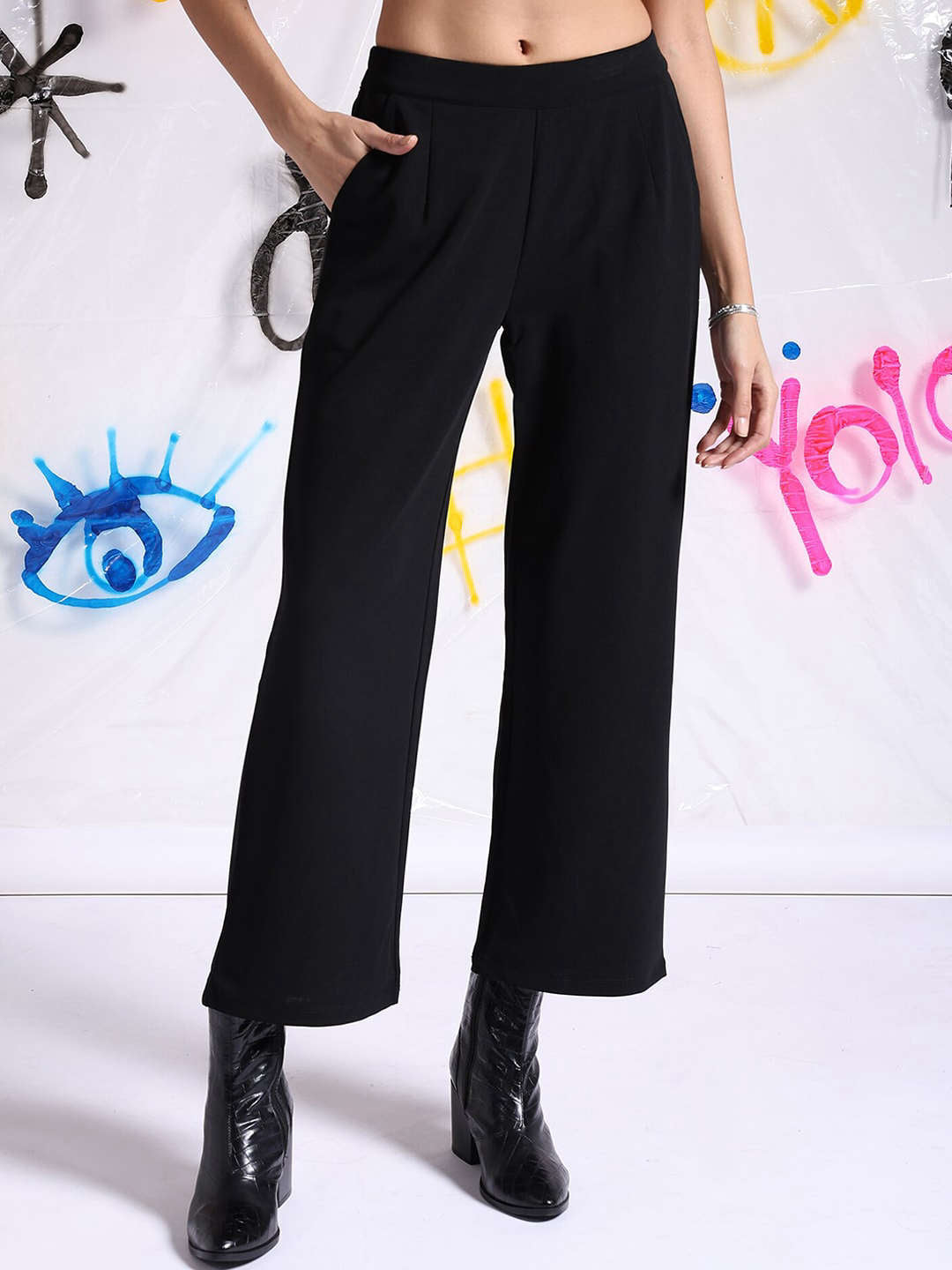 Freehand By The Indian Garage Co Women Solid Wide Leg Trouser