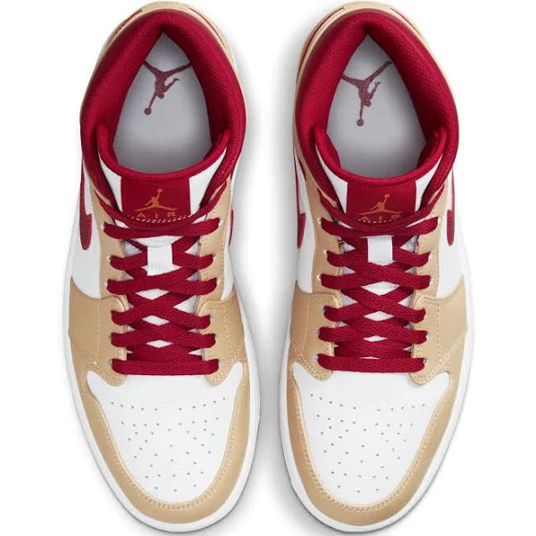Kicks Machine Air Jordan 1 Mid "Light Curry Cardinal Red" Sale - view 2