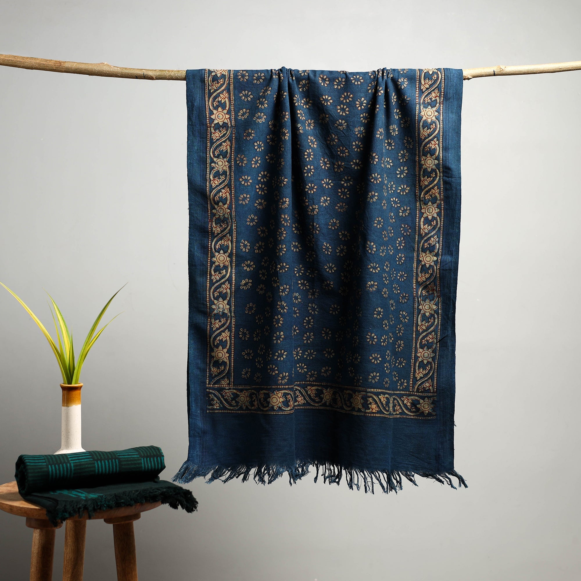 HAVELI CHRONICLES Blue - Akola Block Print Pure Handloom Cotton Towel 20