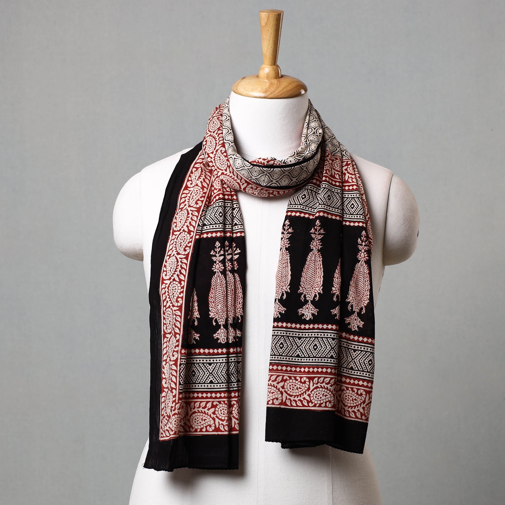 BAGH PRINTS BY MOHAMMED BILAL KHATRI Black - Bagh Hand Block Printed Cotton Stole