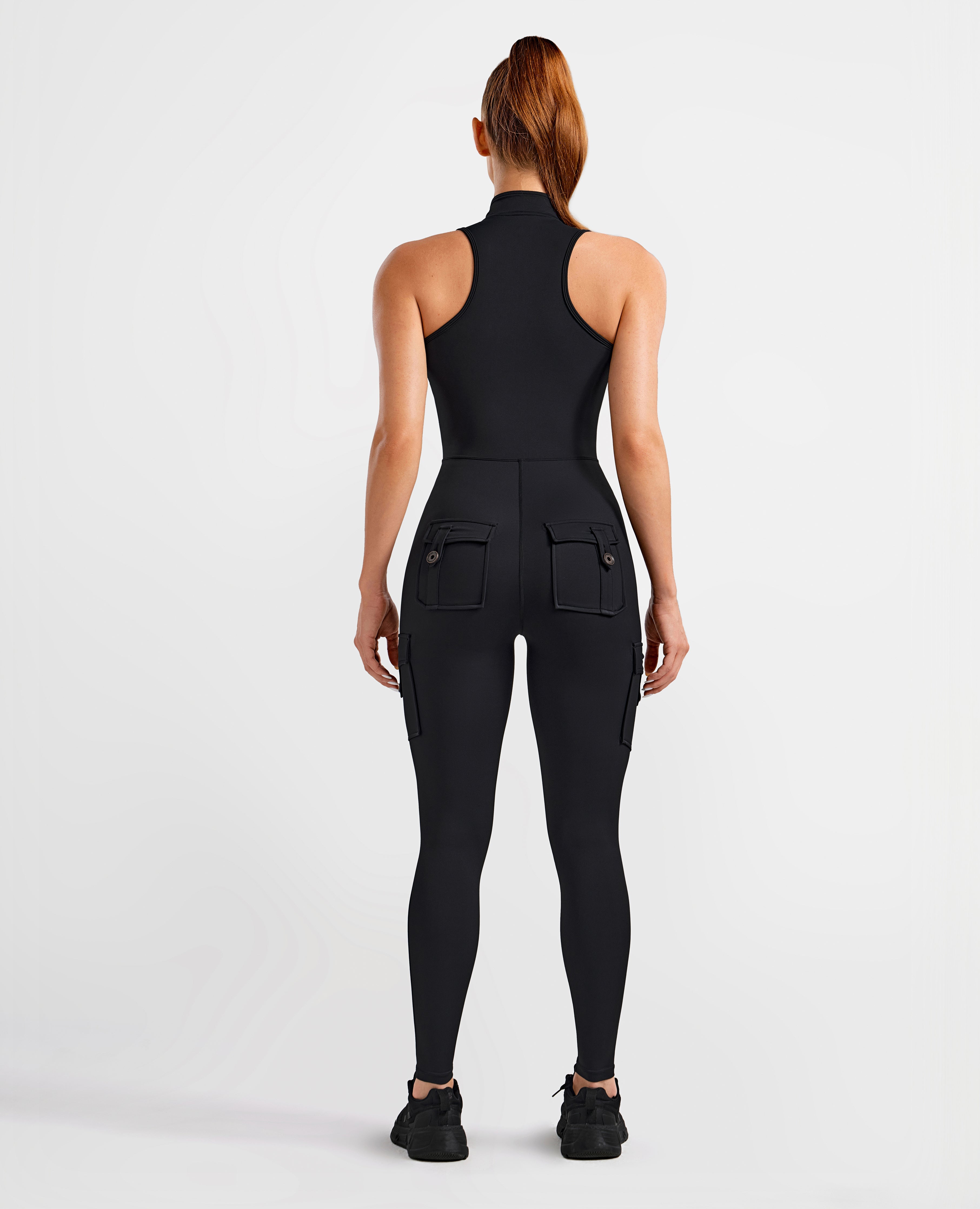 FIRM ABS Cargo Pocket Long Bodysuit - Black - view 5