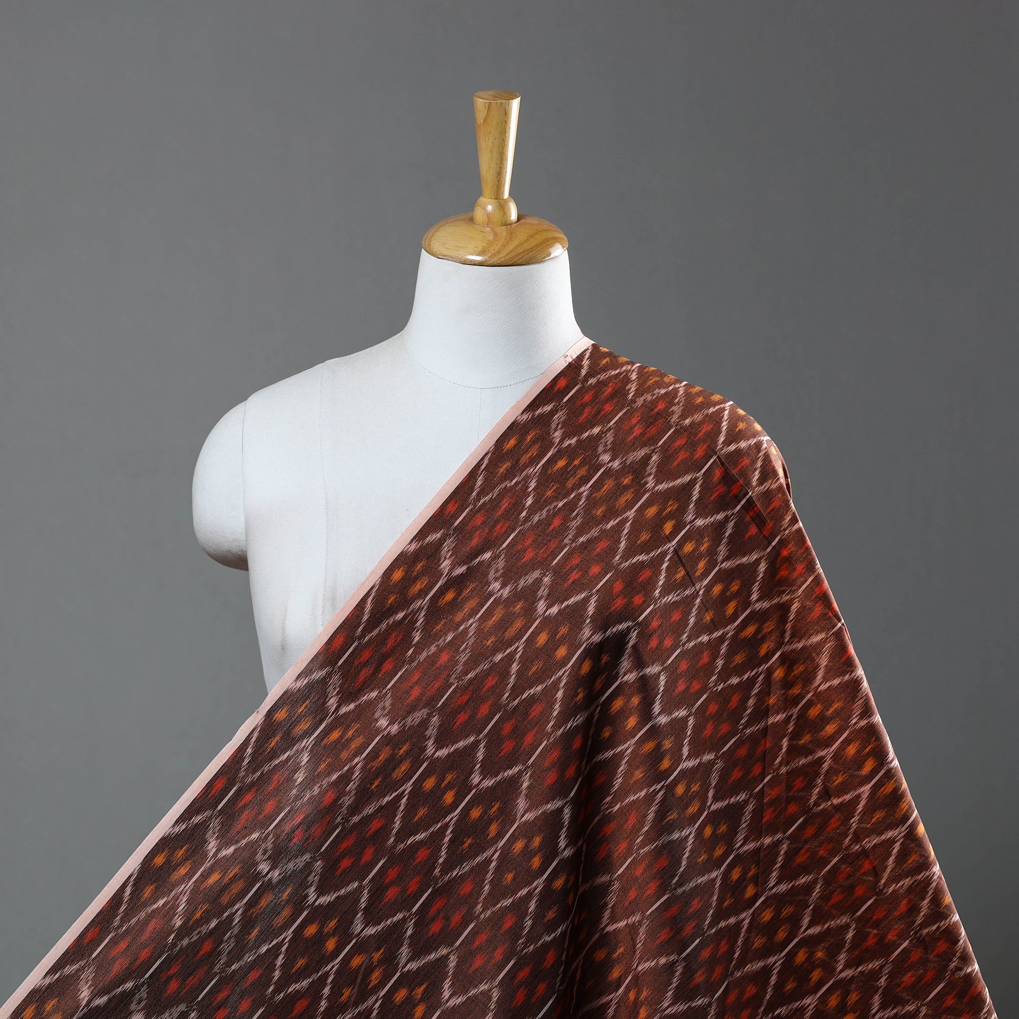 SOUTH KARGHA Brown - Mercerised Cotton Pochampally Ikat Fabric 01