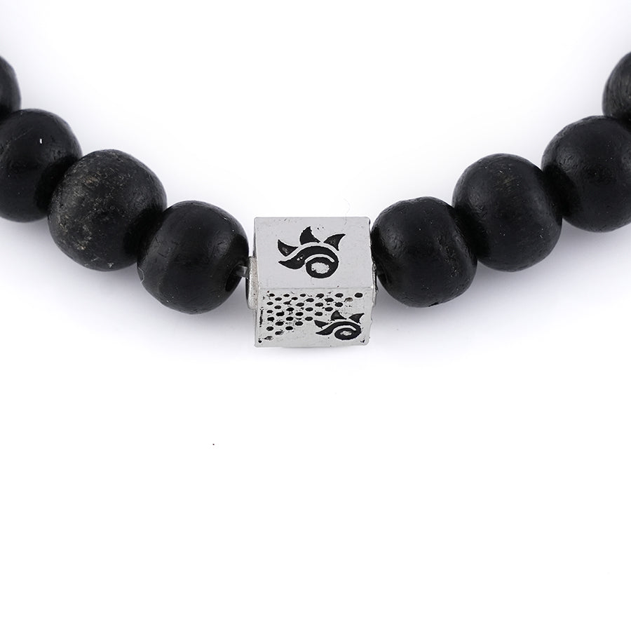 Prinjal Jewellers Ebony Karungali with Shree Hari Silver Beads Bracelet - view 6