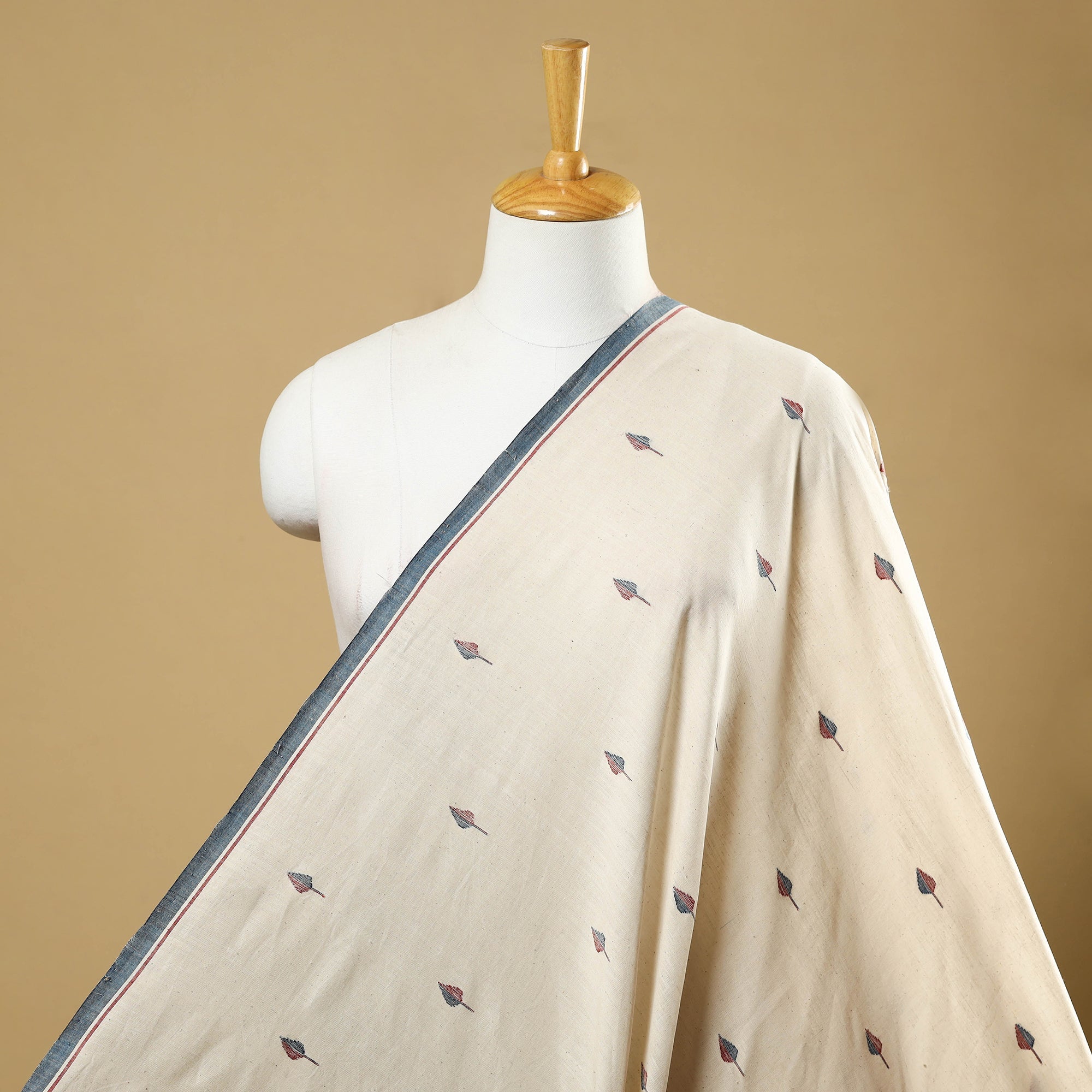 SOUTH KARGHA Beige - Handspun Handloom Natural Dyed Cotton Kora Jamdani Fabric 45