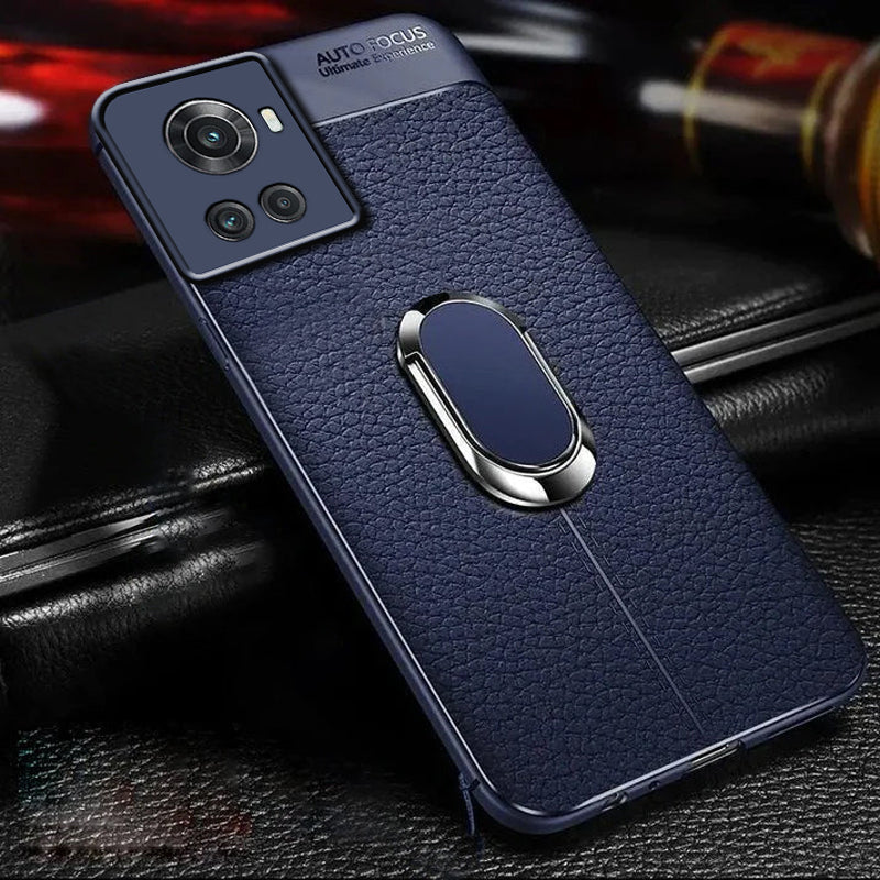 Millioncases.live OnePlus 10R Sleek Urban Leather Ring Holder Case - view 2