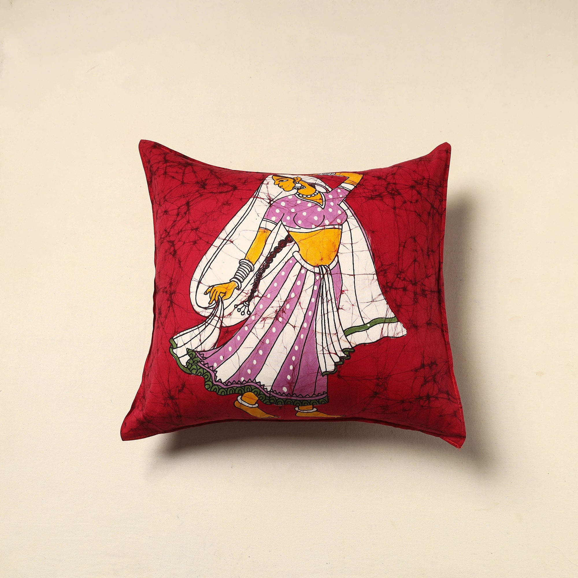KACHCHH JI CHHAAP Pure Cotton Hand Batik Cushion Cover (18 x 18 in) 76