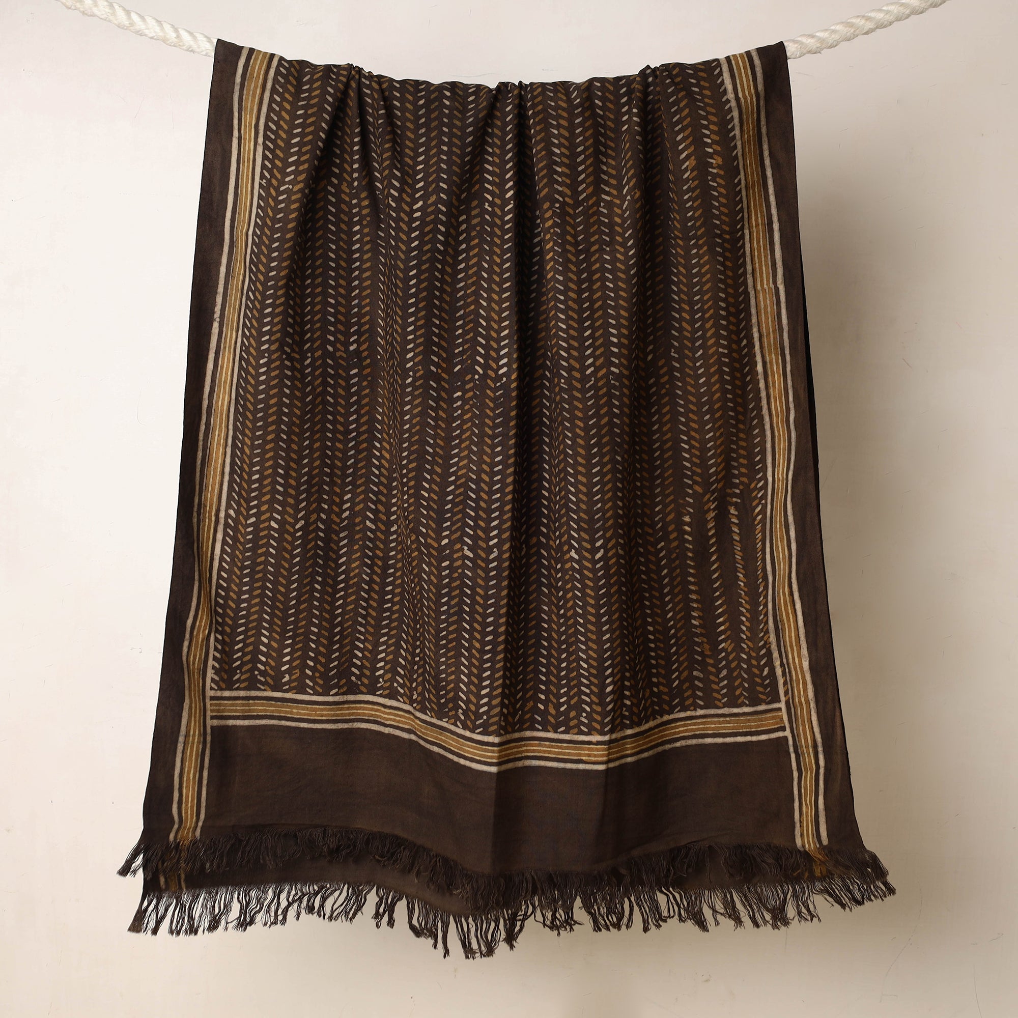 ITOKRI CRAFTS INITIATIVE Brown - Akola Block Printed Pure Handloom Cotton Towel - view 2