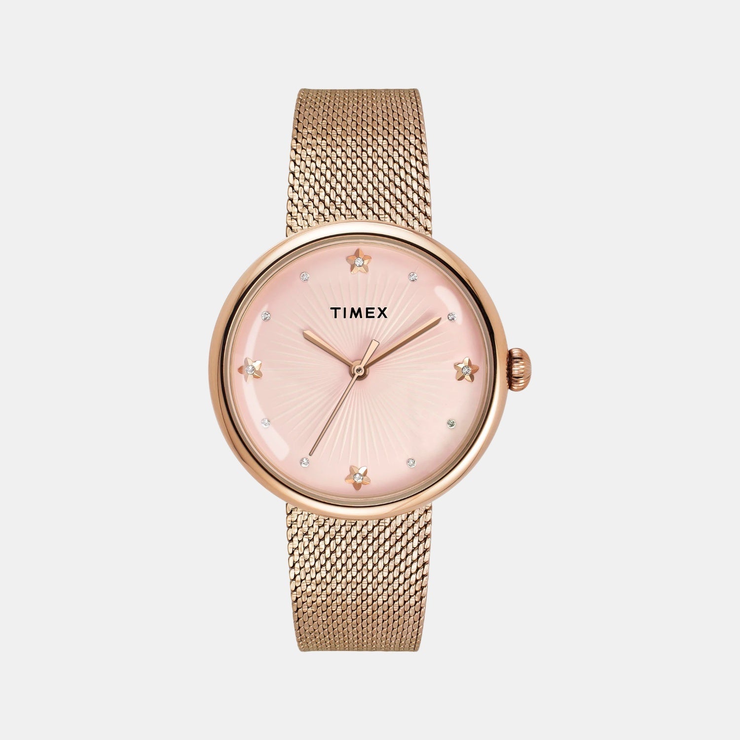 Timex Fashion Women Quartz Pink Dial Analog Stainless Steel Watch TWEL19304