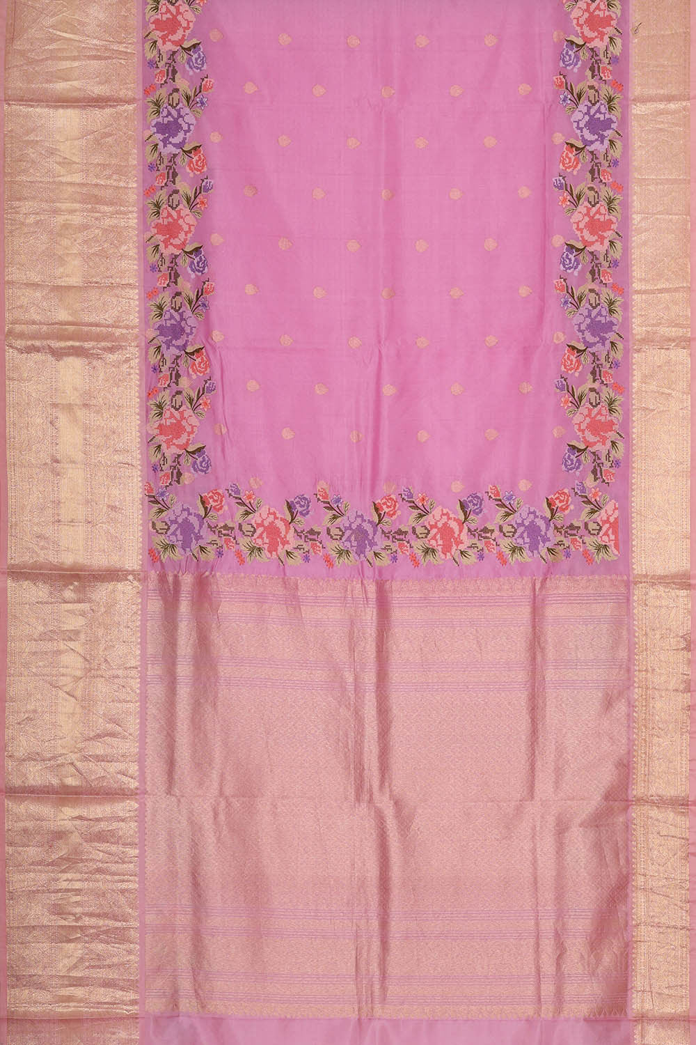 Kalanjali Kanchi Kora Lavender Pink Brocade Saree - view 3