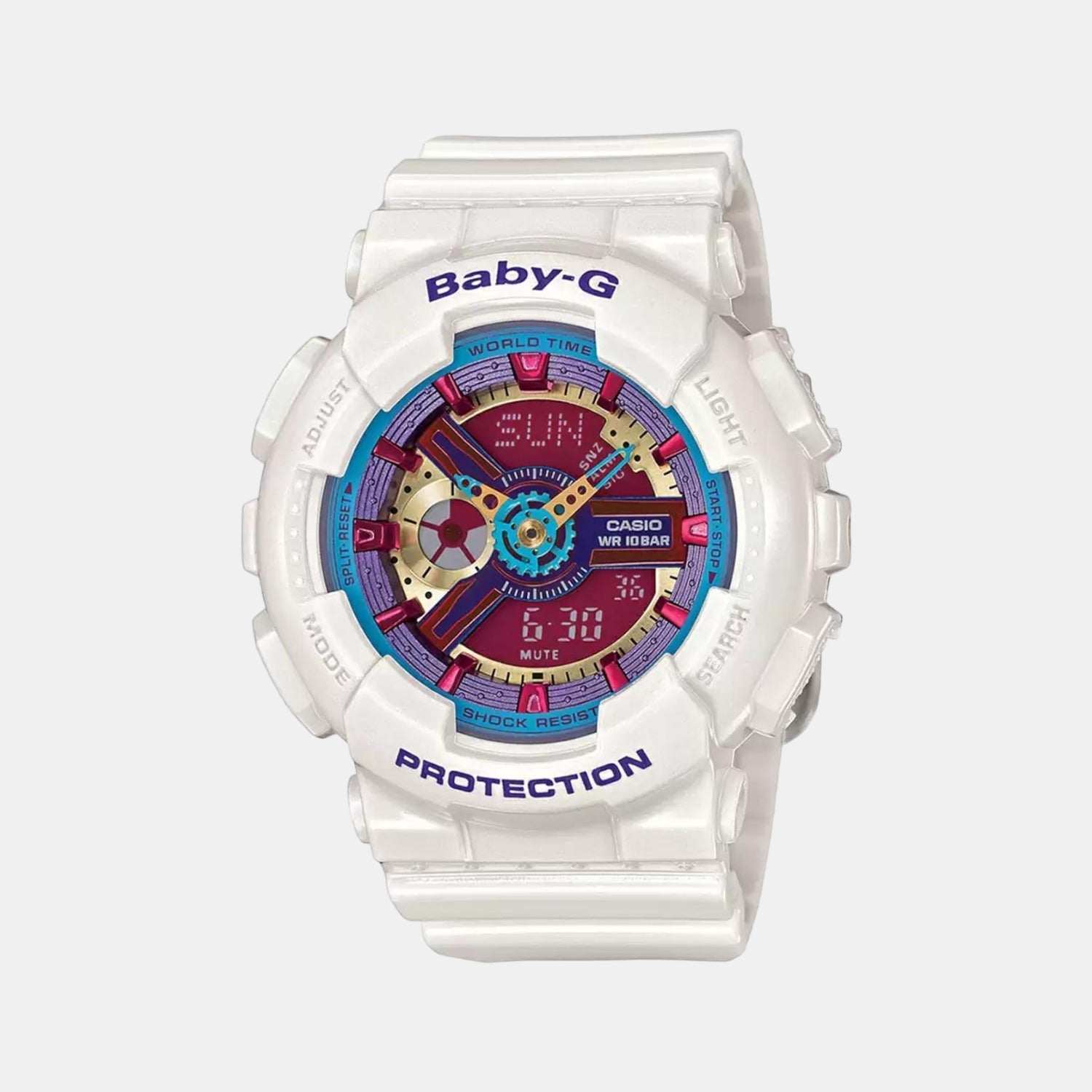 Casio Baby-G Women Quartz Two Tone Dial Analog-Digital Leather Watch B151