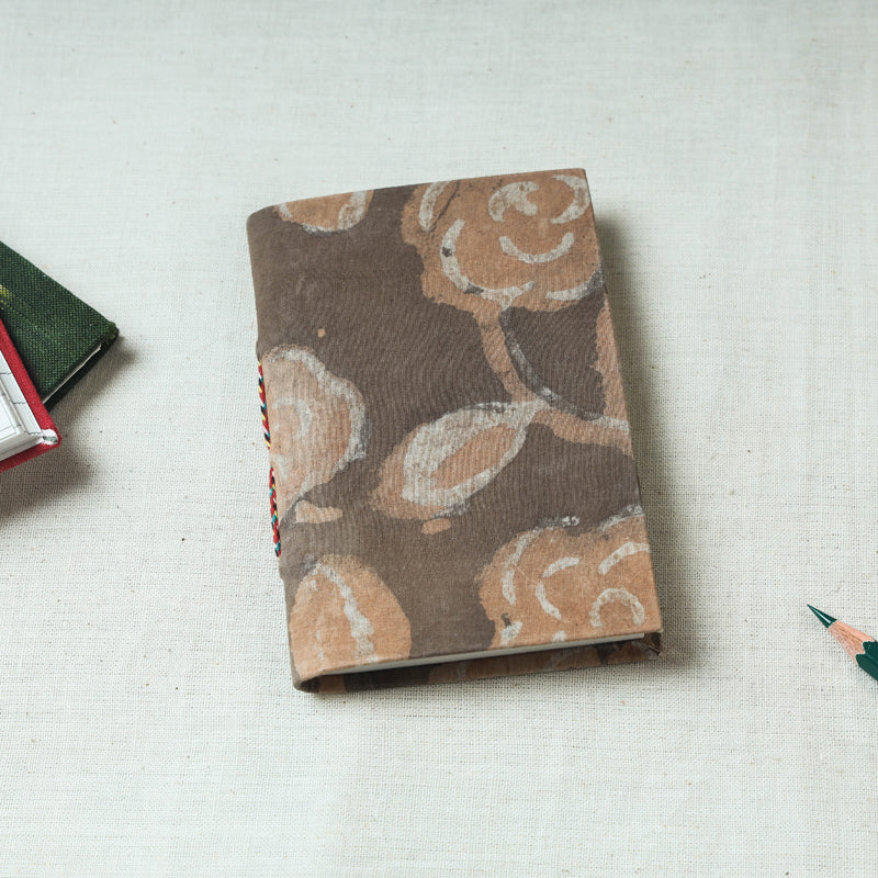 CHUTNEY CRAFT STUDIO Brown - Art Block Print Fabric Cover Handmade Paper Notebook (5 x 3.5 in)