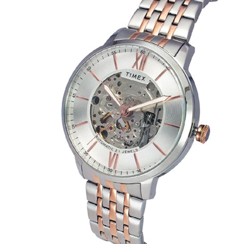 Timex E Class Trend Men Automatic Silver Round Stainless Steel Dial Watch 42mm TWEG23503 - view 2
