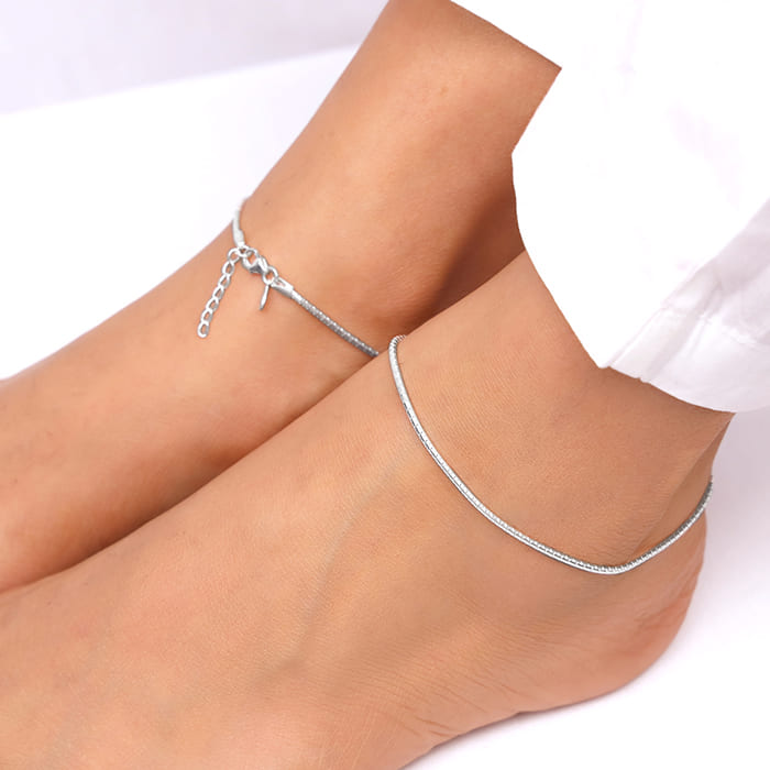 GIVA Jewellery Silver Classy Anklet