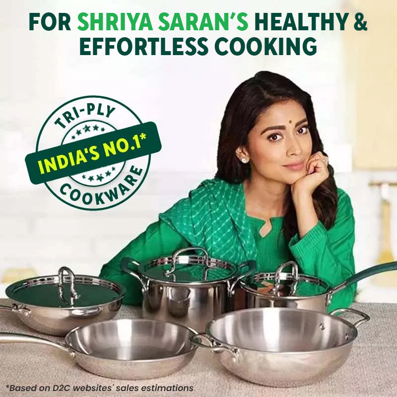 The Indus Valley TurboCuk Tri-ply Stainless Steel Kadai, Premium 3 Layer Body, Induction, Non-stick, 1.7/2.7/4L - view 2