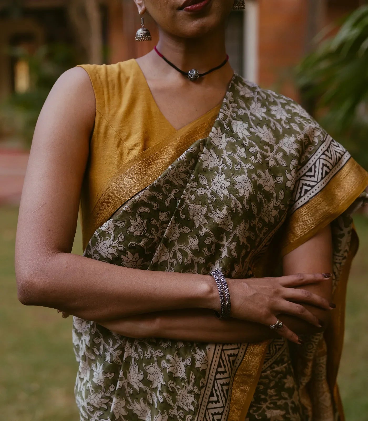 RmKV Green Handloom Chanderi Cotton Saree With Printed Floral Motifs - view 3