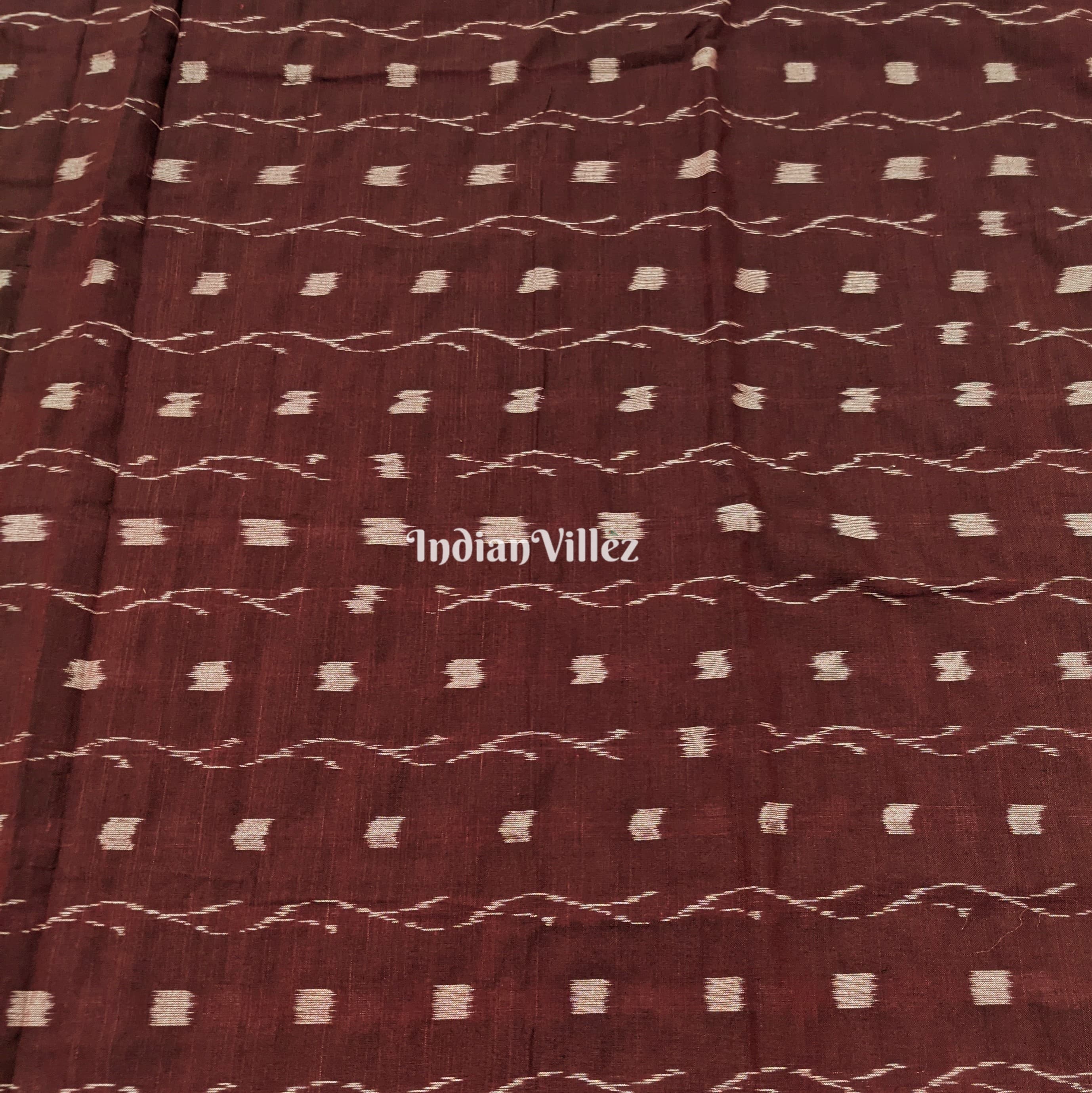IndianVillèz Coffee Tipa Design Sambalpuri Ikat Cotton Fabric - view 2