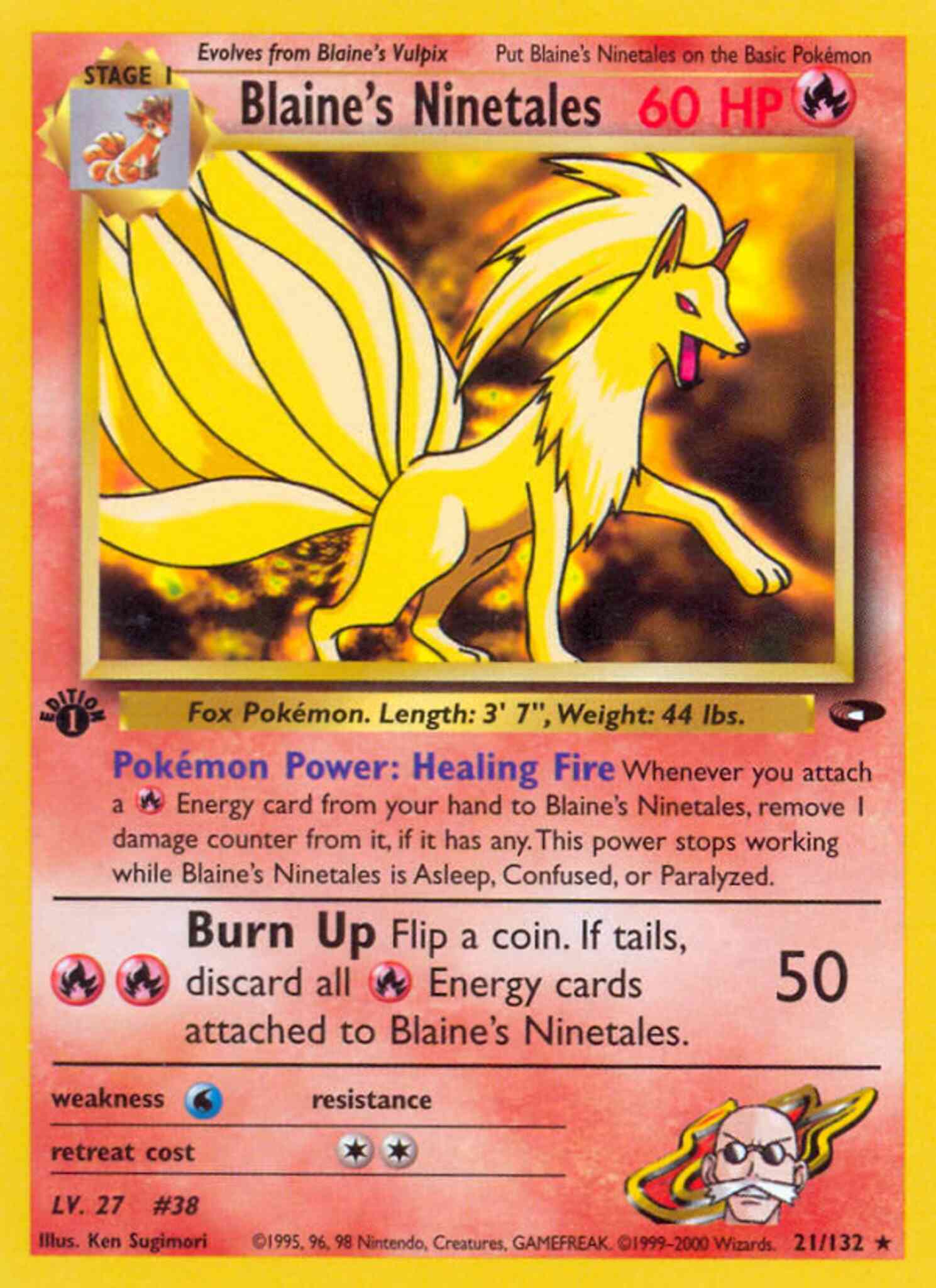 1st edition gym2-21 – Pokémon Blaine's Ninetales - 21/132 - Rare - 1st Edition [gym2-21] [Non-Holo]