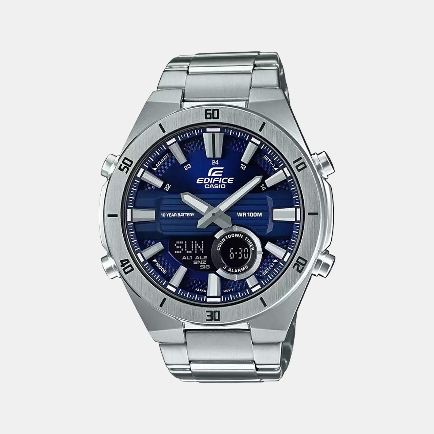Casio Edifice Men Quartz Blue Dial Analog-Digital Stainless Steel Watch EX457