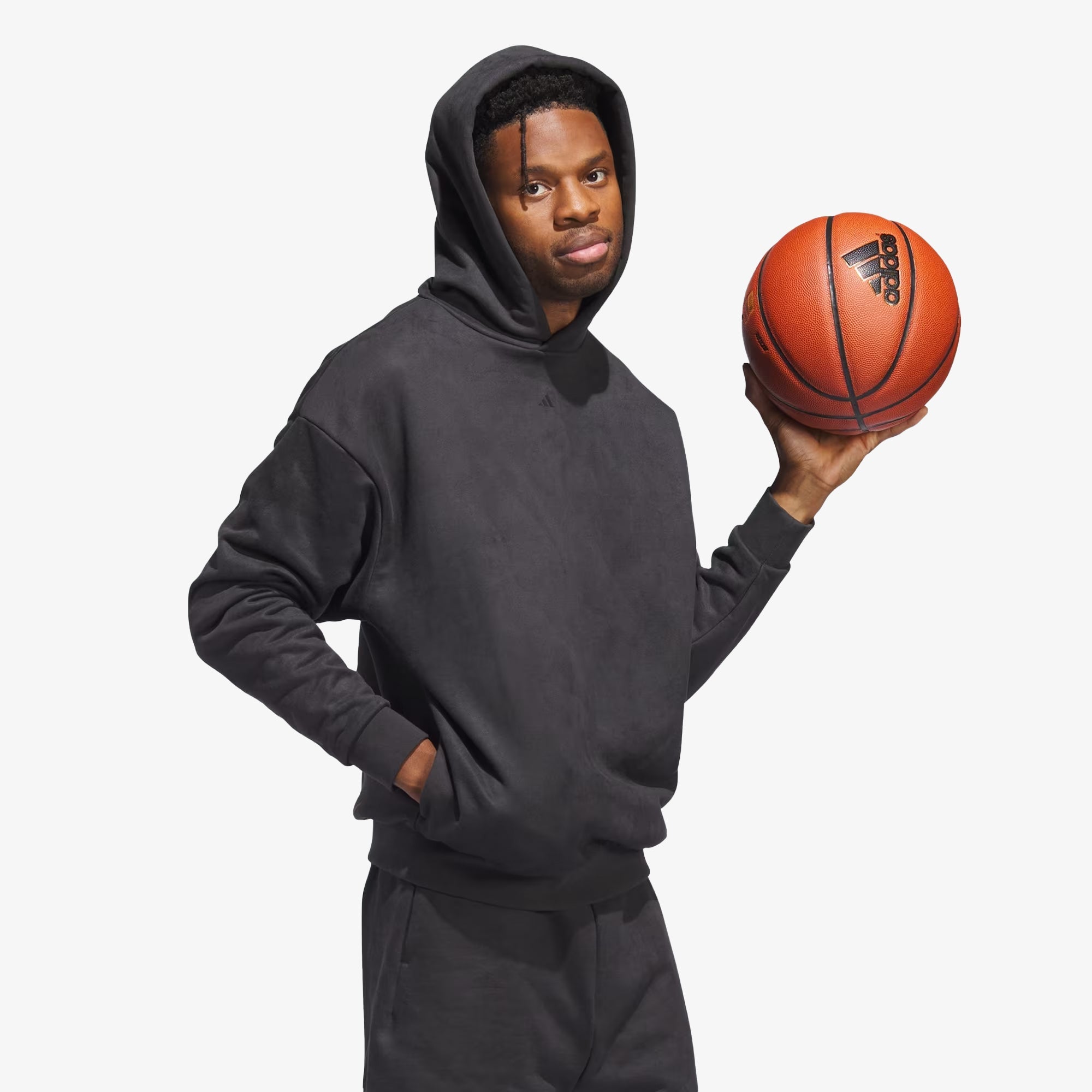 Adidas Originals | BASKETBALL SUEDED HOODIE { CARBON - view 2