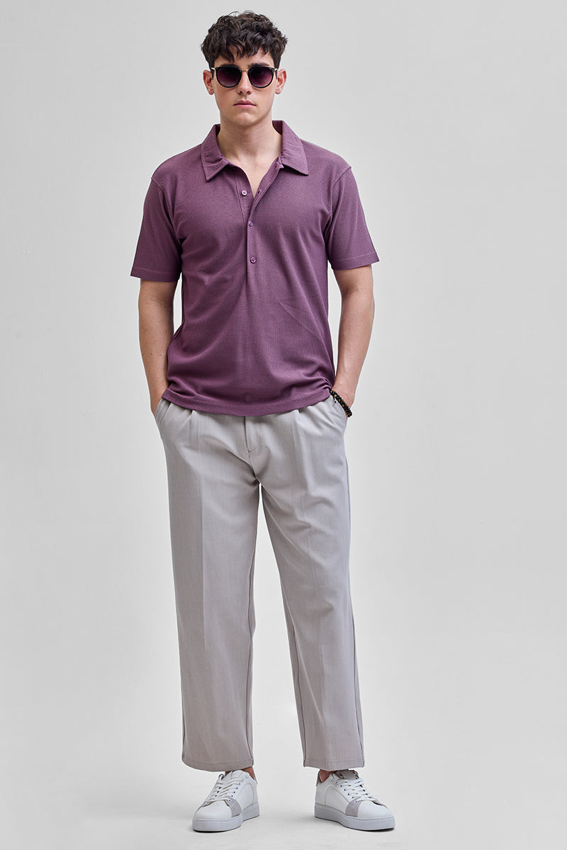 SNITCH Purple Textured Polo T-Shirt - view 3