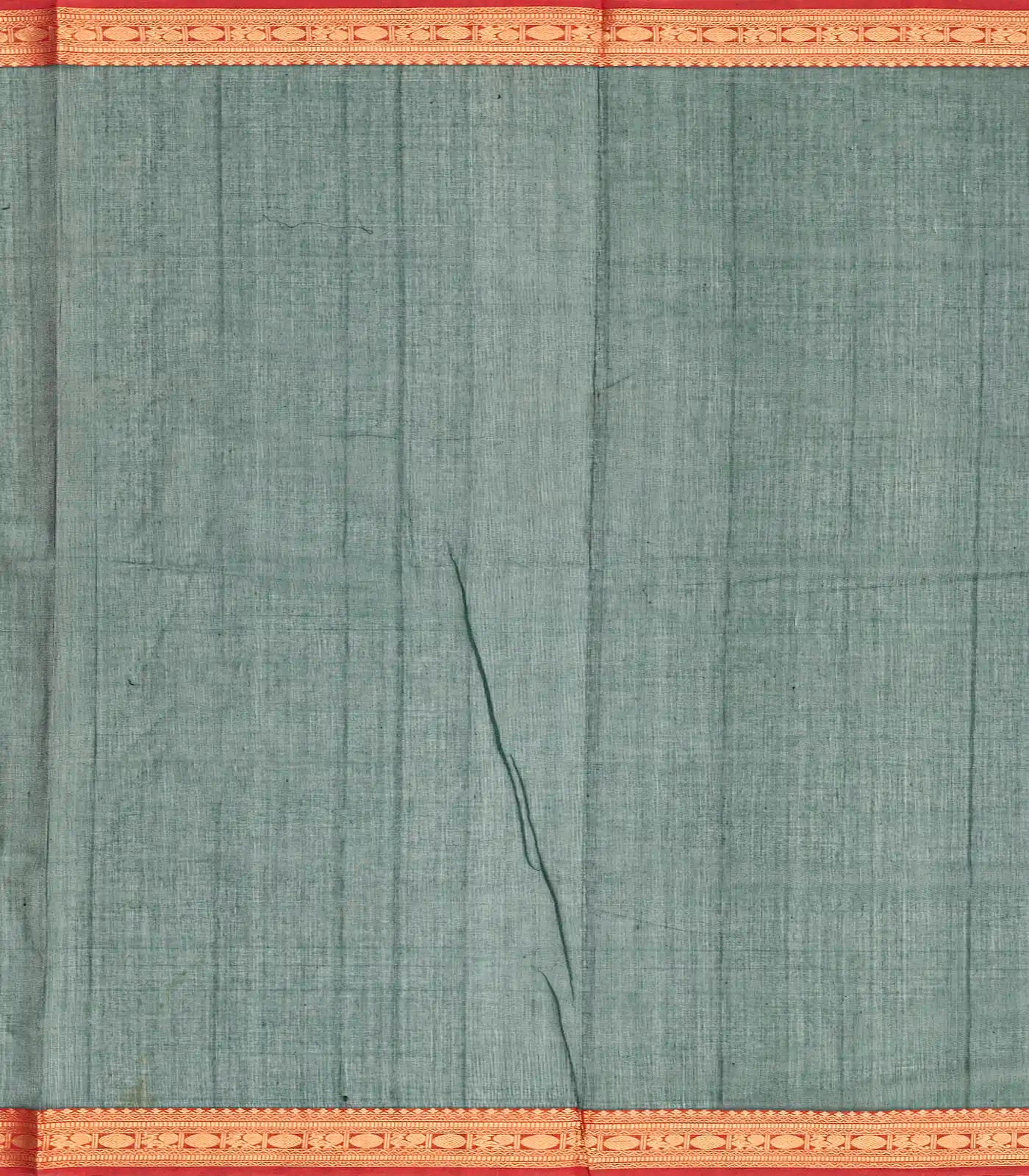 RmKV Dark Green Handloom Village Cotton Saree With Stripes and Animal motifs-Dark Green - view 4