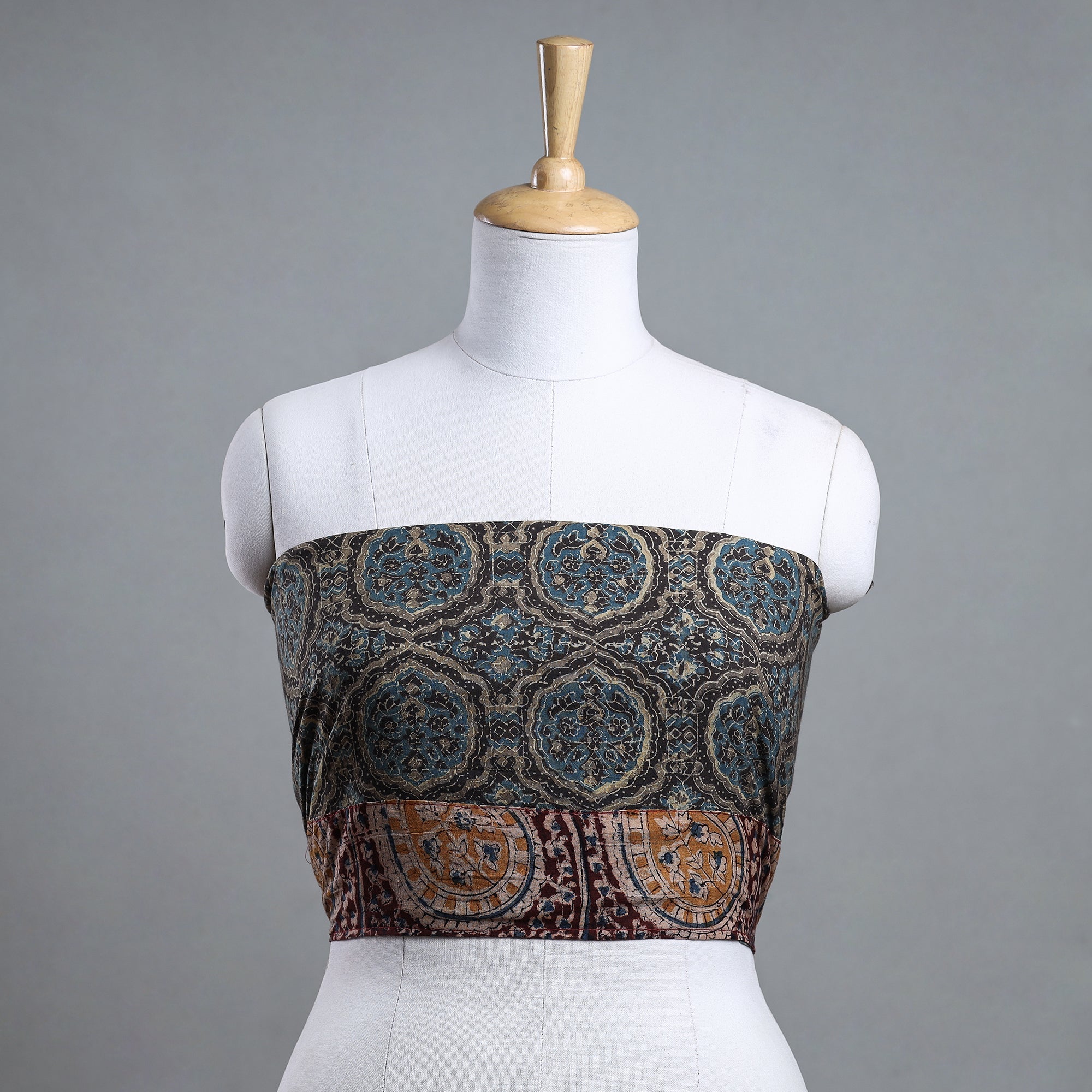 NOORI BAZAR Brown - Ajrakh Block Printed Cotton Blouse Piece