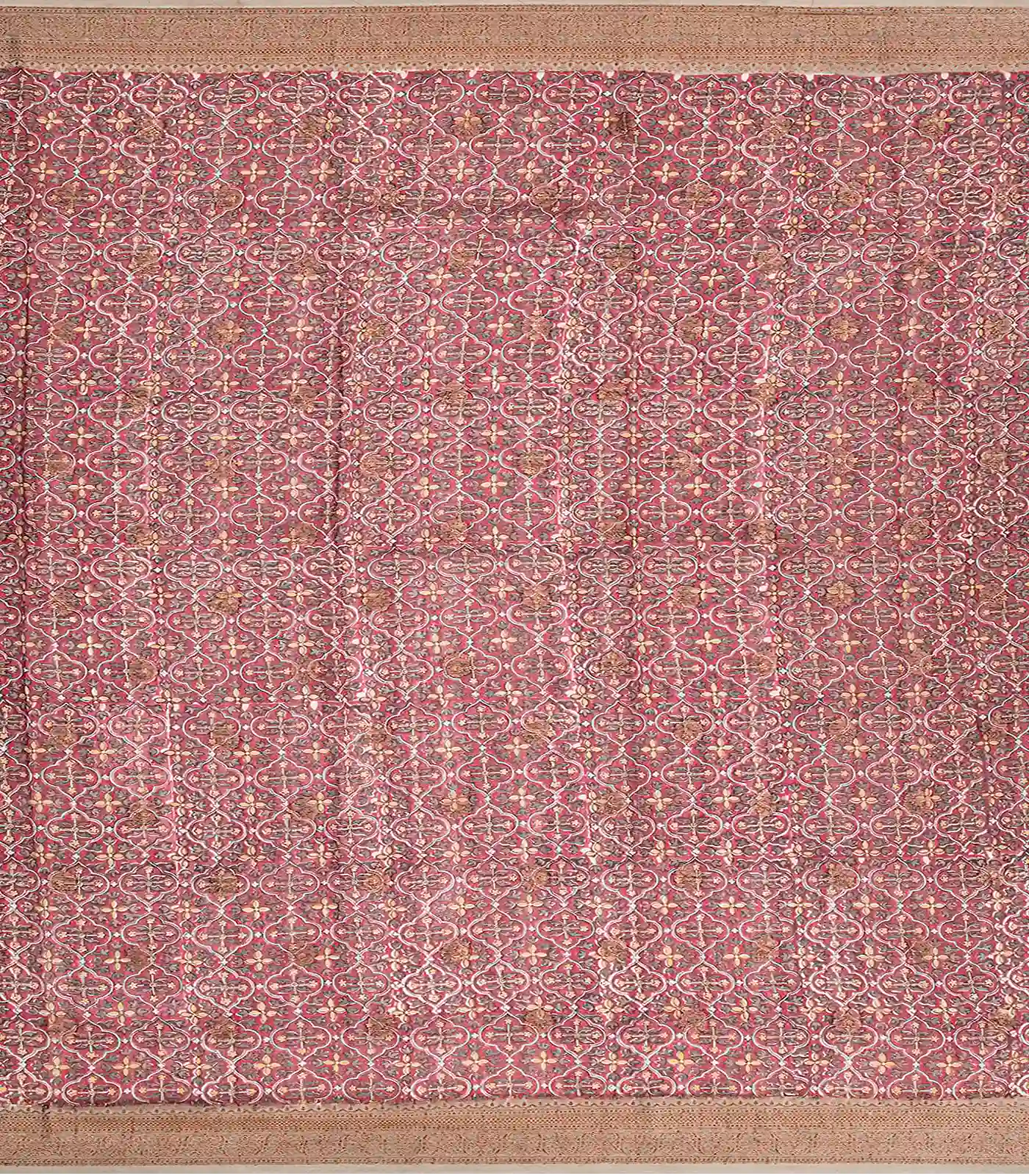 RmKV Cream Chanderi Cotton Saree Printed With Floral Motifs & Buttas-Cream - view 4