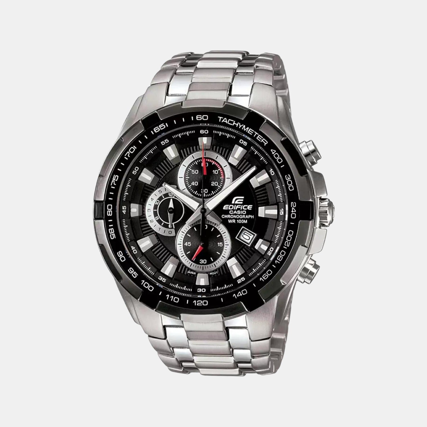 Casio Edifice Men Quartz Black Dial Chronograph Stainless Steel Watch ED369