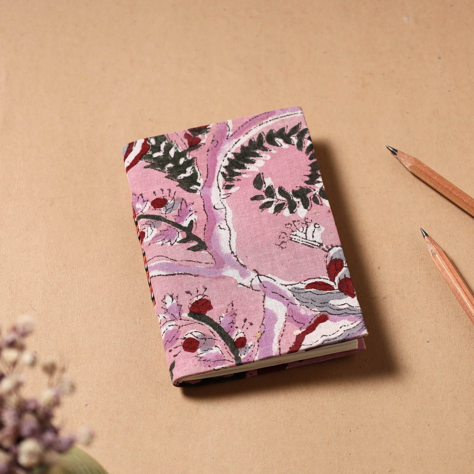 BINDAAS UNLIMITED Pink - Sanganeri Fabric Cover Handmade Paper Notebook (5 x 3 in)