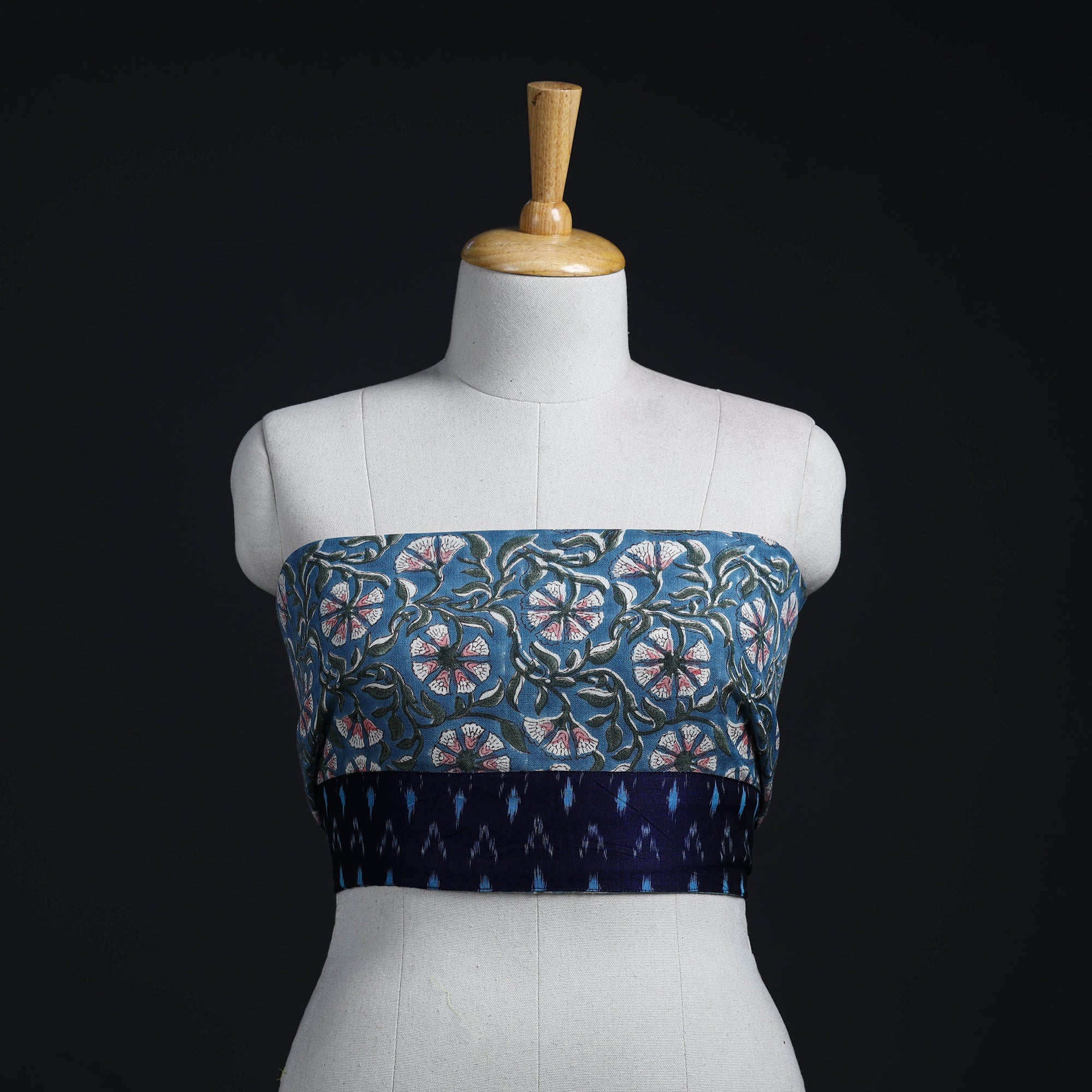 NOORI BAZAR Blue - Block Print Woollen Sanganeri Blouse Piece 69