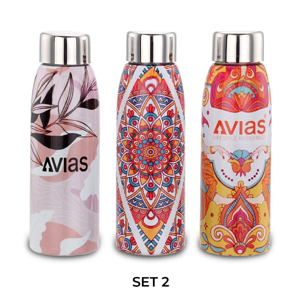 AVIAS Avio Printed Stainless Steel 500 ML Baby Water Bottles | Set of 3 Pcs - view 2