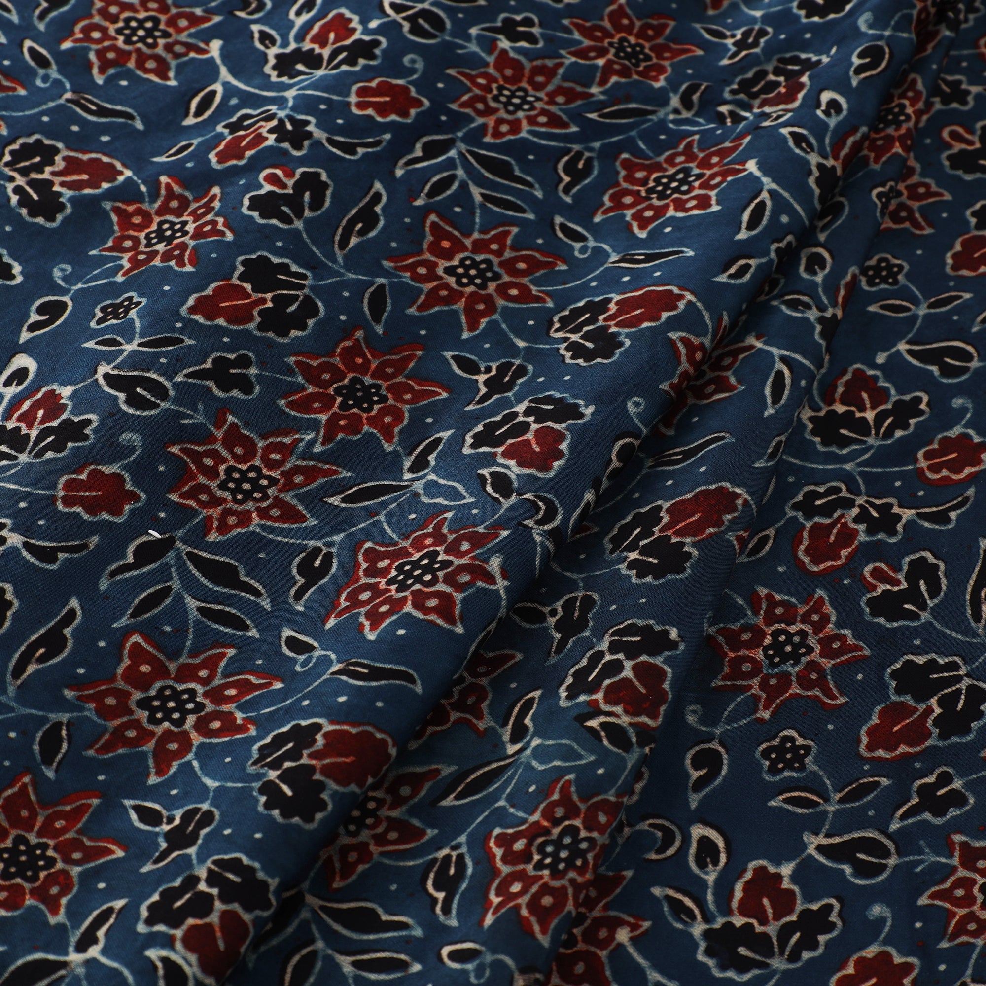 RIYAZ ABDULMAJID KHATRI - AJRAKH Blue - Ajrakh Hand Block Printed Modal Silk Fabric 03 - view 2