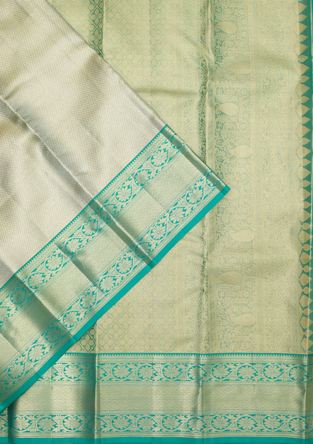 Koskii Rama Green Zariwork Pure Silk Saree – Women's - view 3
