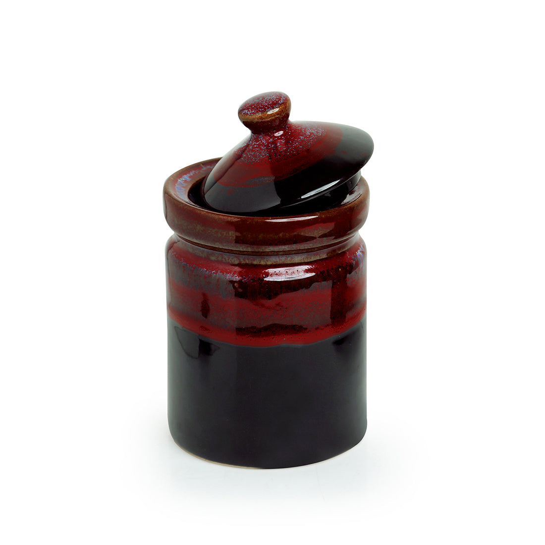 EXCLUSIVELANE 'Magma Echoing' Hand Glazed Studio Pottery Ceramic Multi-Utility Storage Jars & Containers (940 ML) - view 3