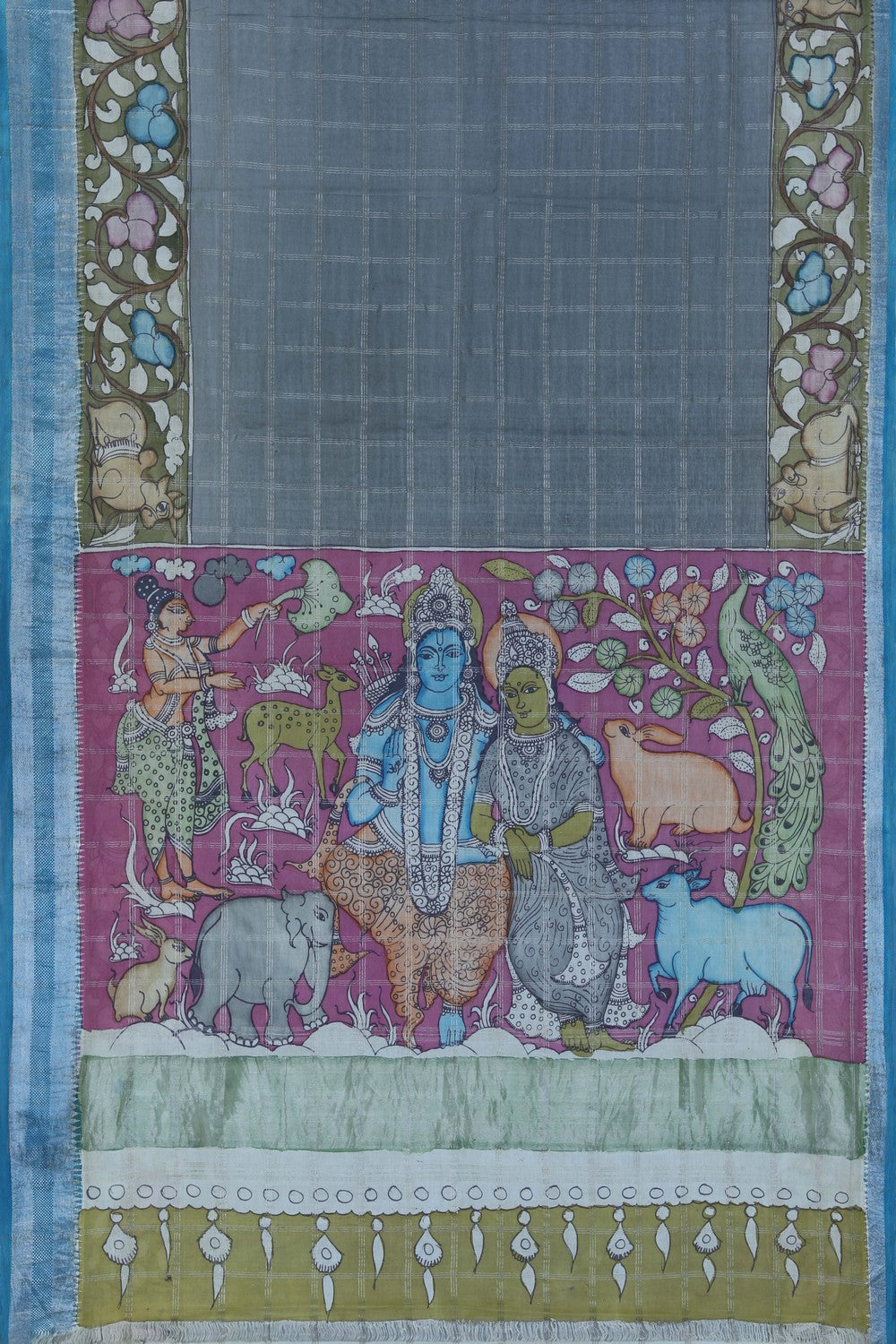 Kalanjali Kalamkari Painted Saree With Natural Dyes. - view 3