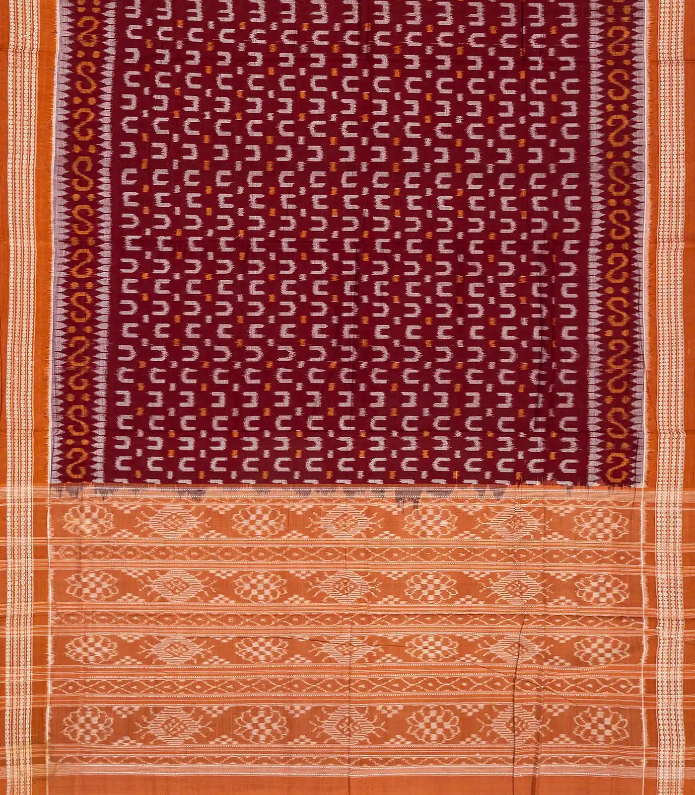 RmKV Crimson Handloom Orissa Cotton Saree With Tie & Dye Motifs - view 2