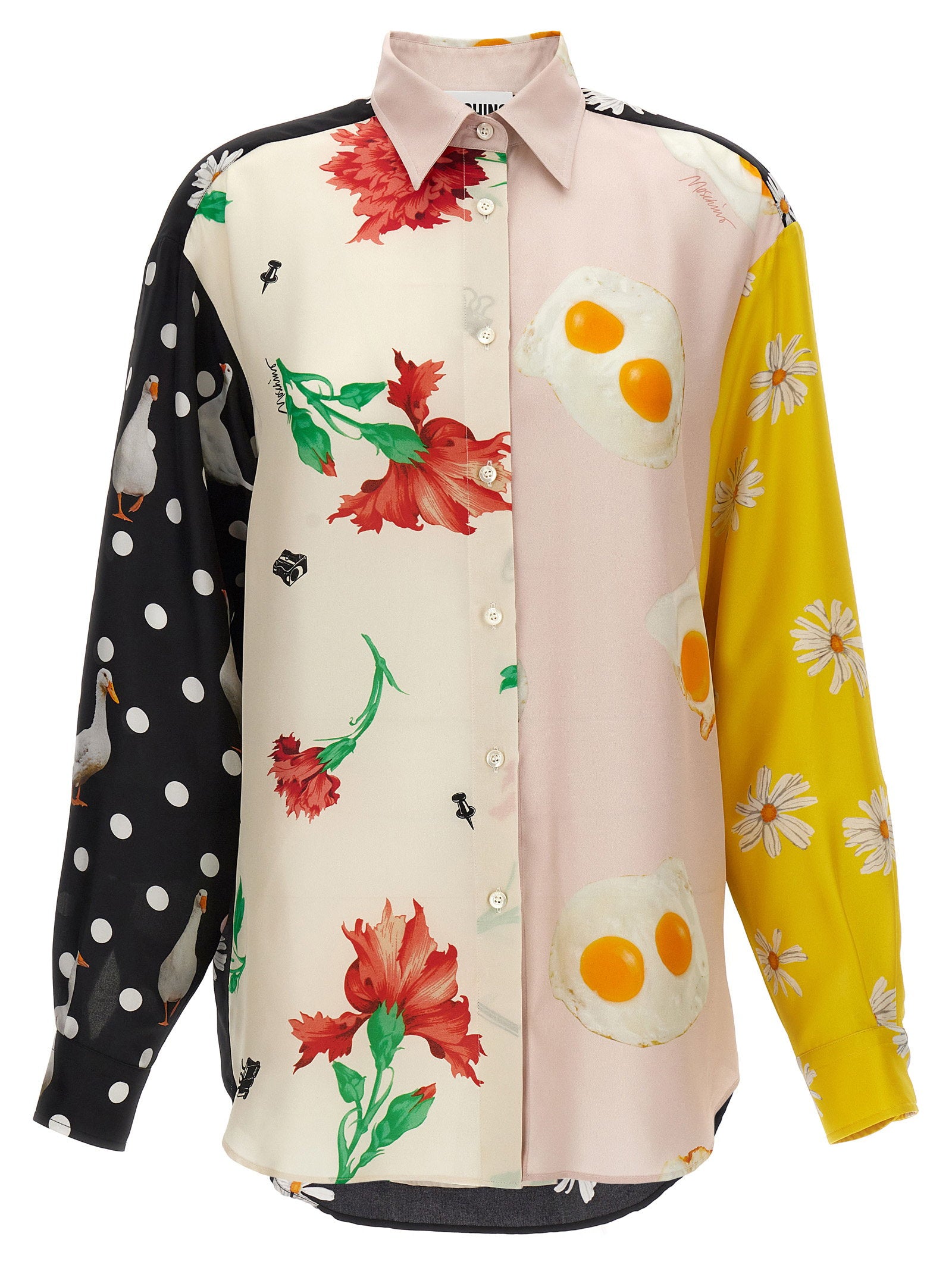 Moschino Patchwork Print Shirt – 100% silk