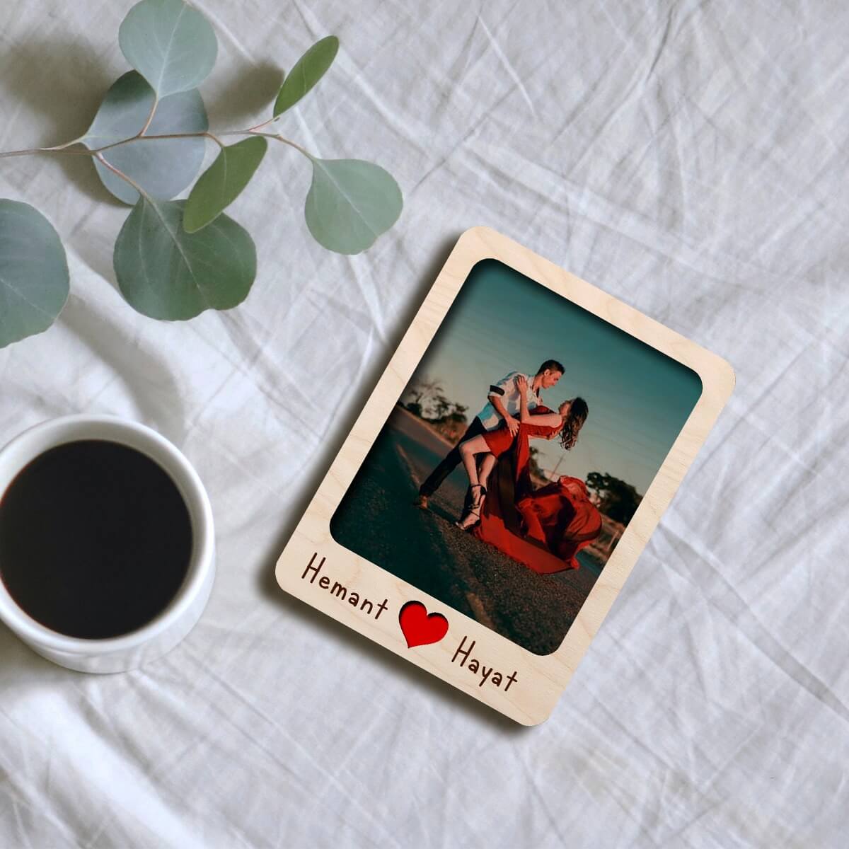 Chitra Chaya Personalized Couple Wooden Fridge Magnet - view 2