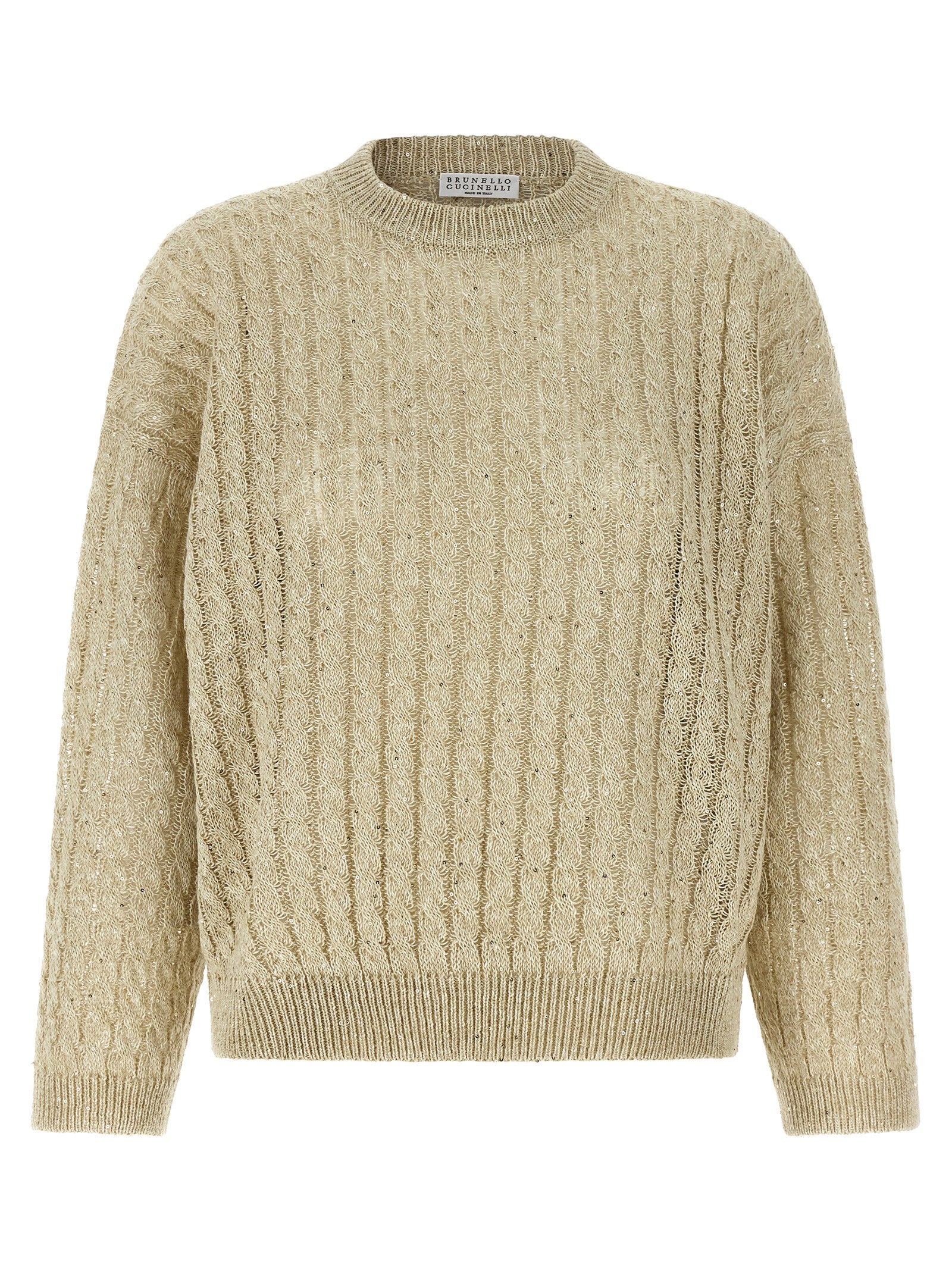 Brunello Cucinelli Dazzling Cable Sweater – 94% linen 6% nylon