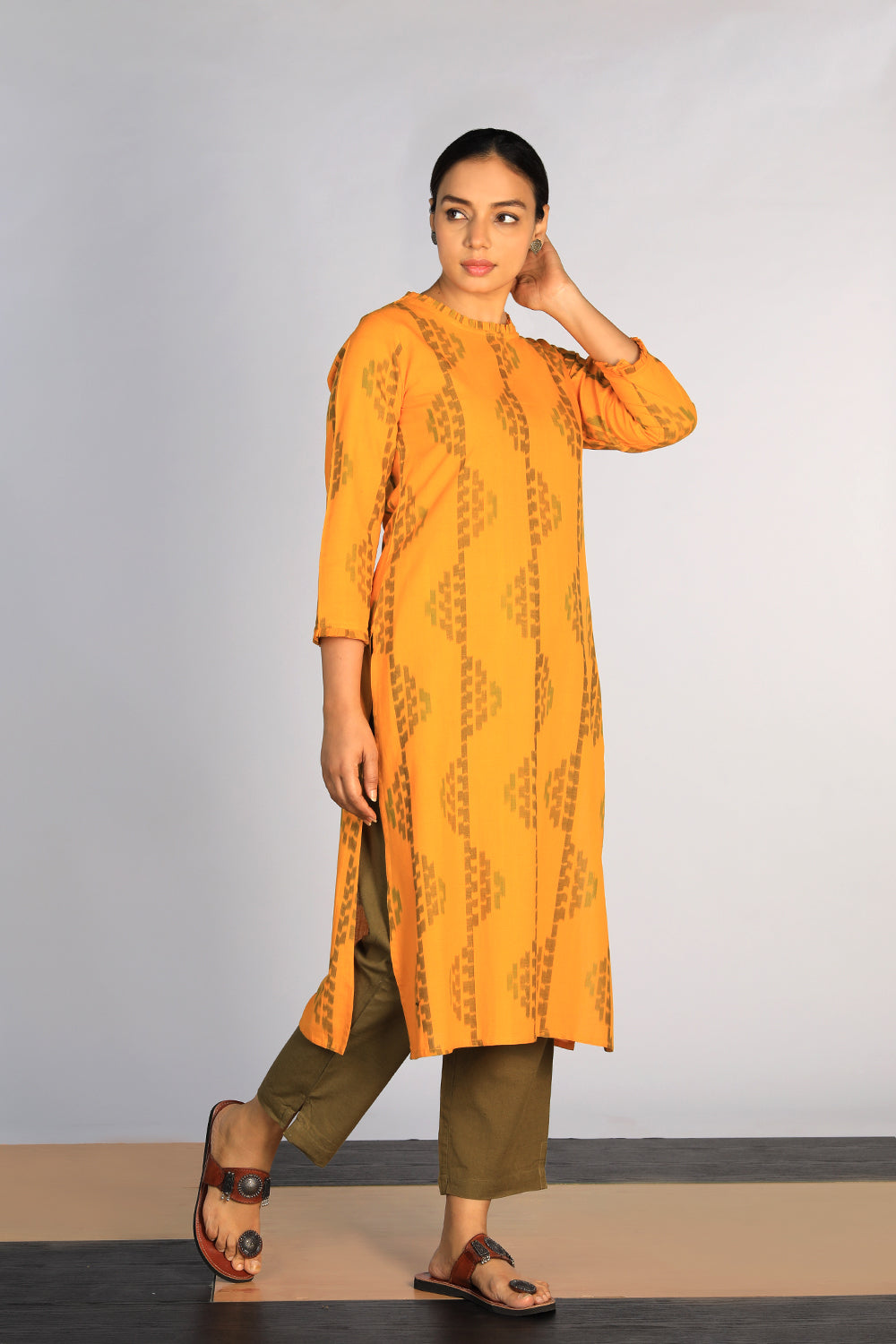 Kalanjali Ethnics Cotton Pochampally Ikat kurti - view 4