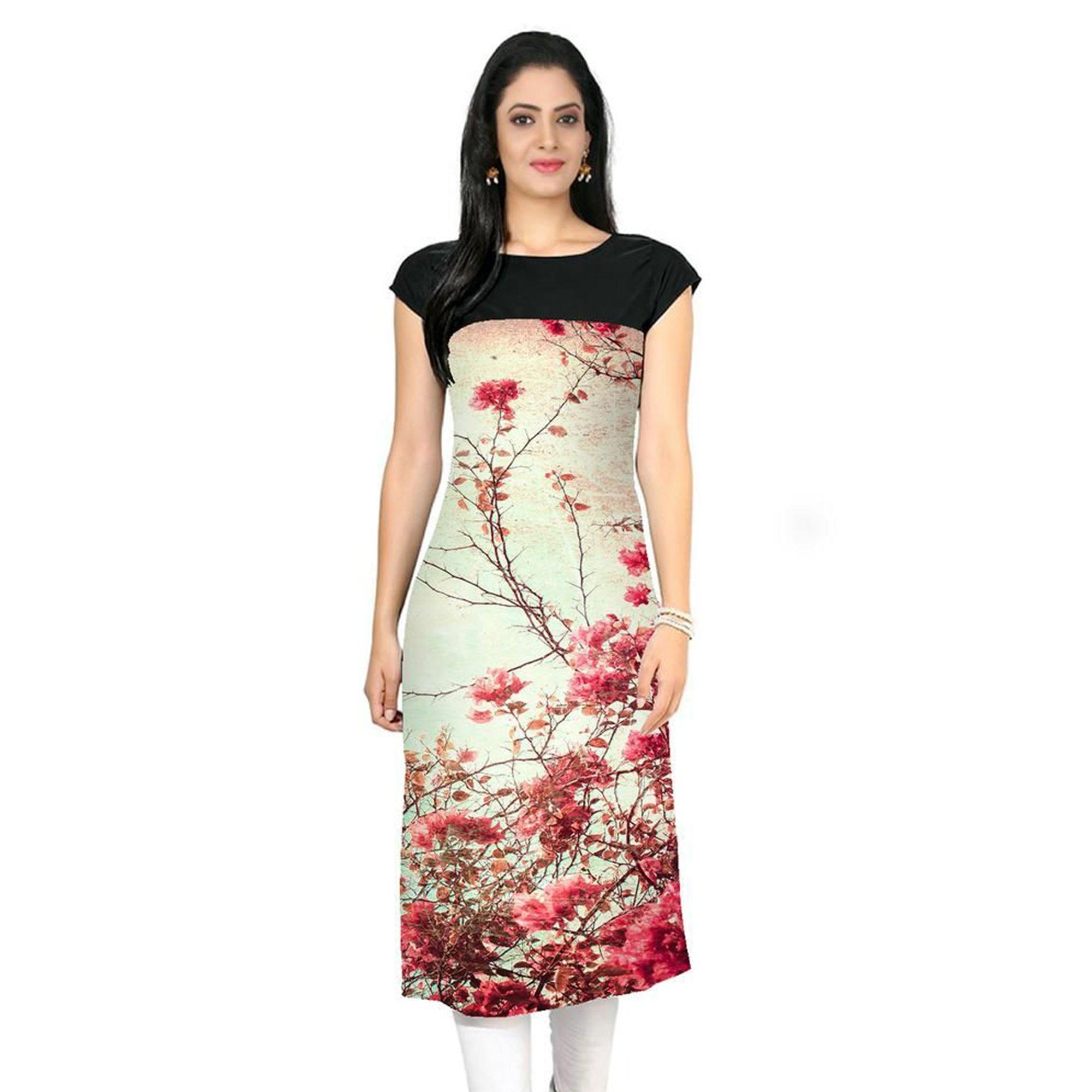 Peachmode Seller Cream Colored Casual Floral Print Kurti