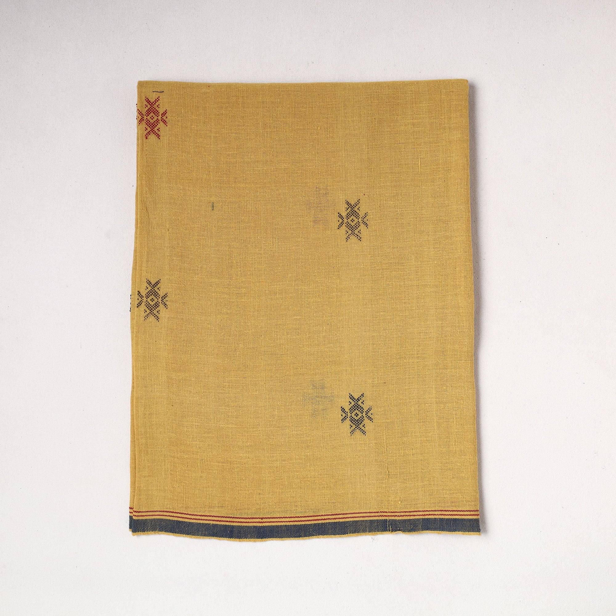 KACHCHH JI CHHAAP Yellow - Organic Kala Cotton Handloom Precut Fabric (1.1 meter)