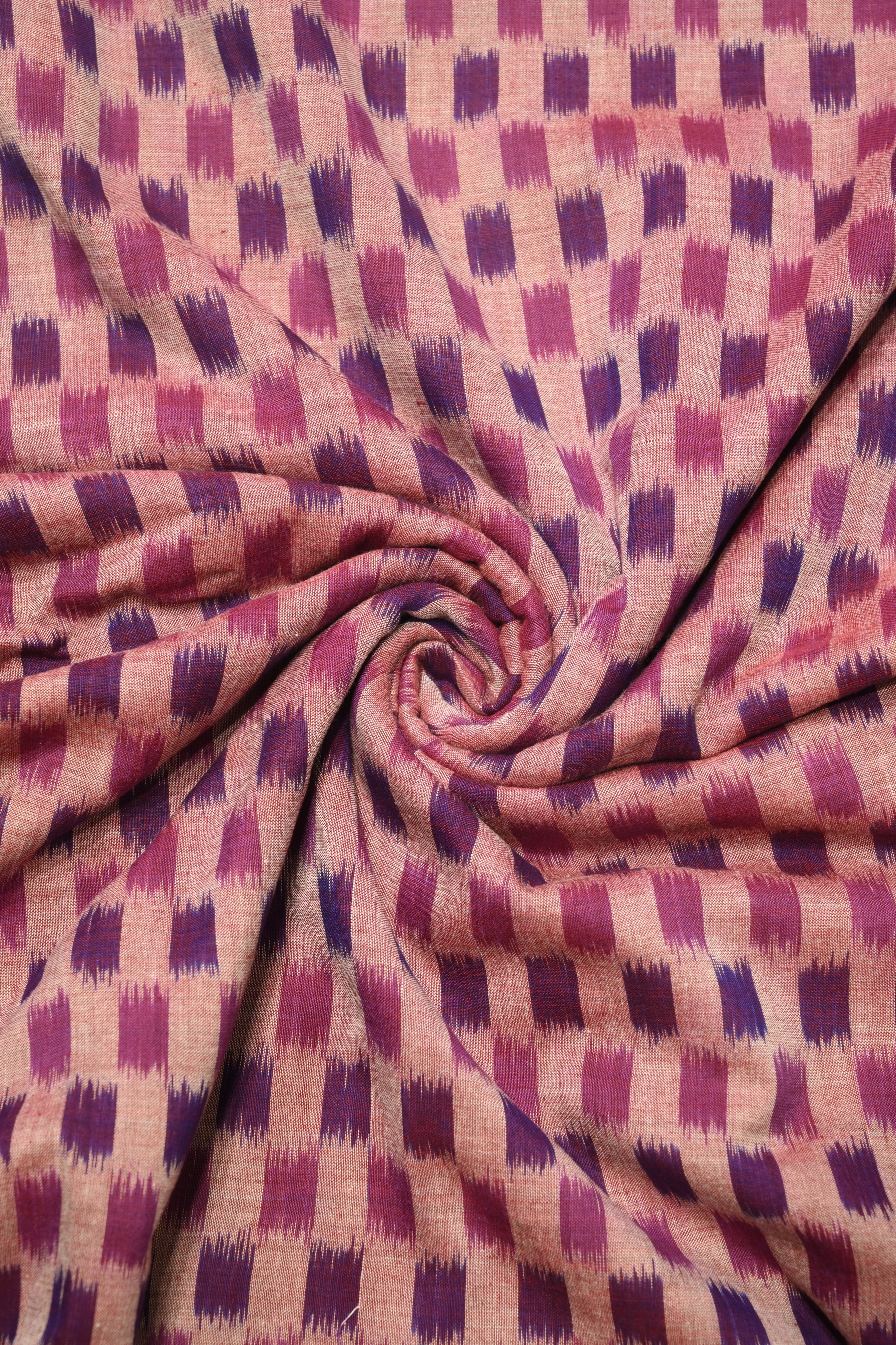 IndianVillèz Cream Purple Sambalpuri ikat Cotton Fabric