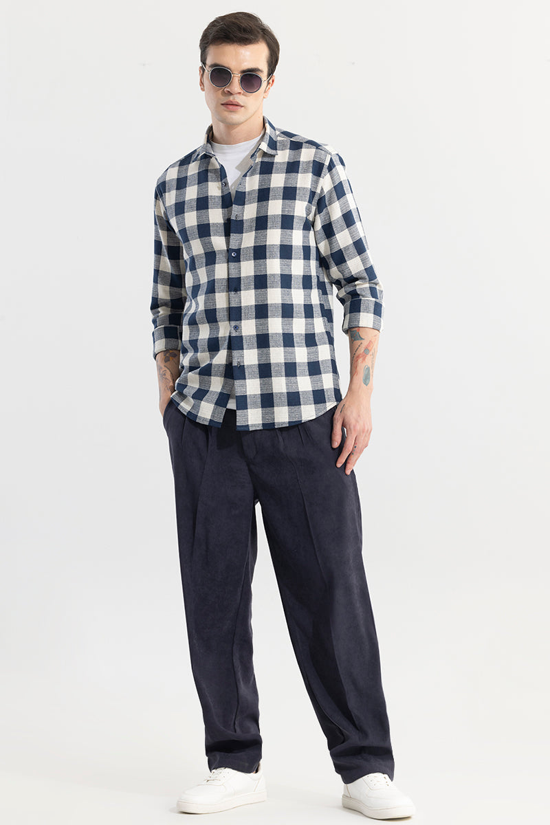 SNITCH Chess Square Navy Checks Shirt - view 3