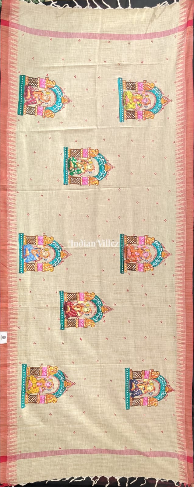 IndianVillèz Temple Nartaki Tussar Pattachitra Dupatta